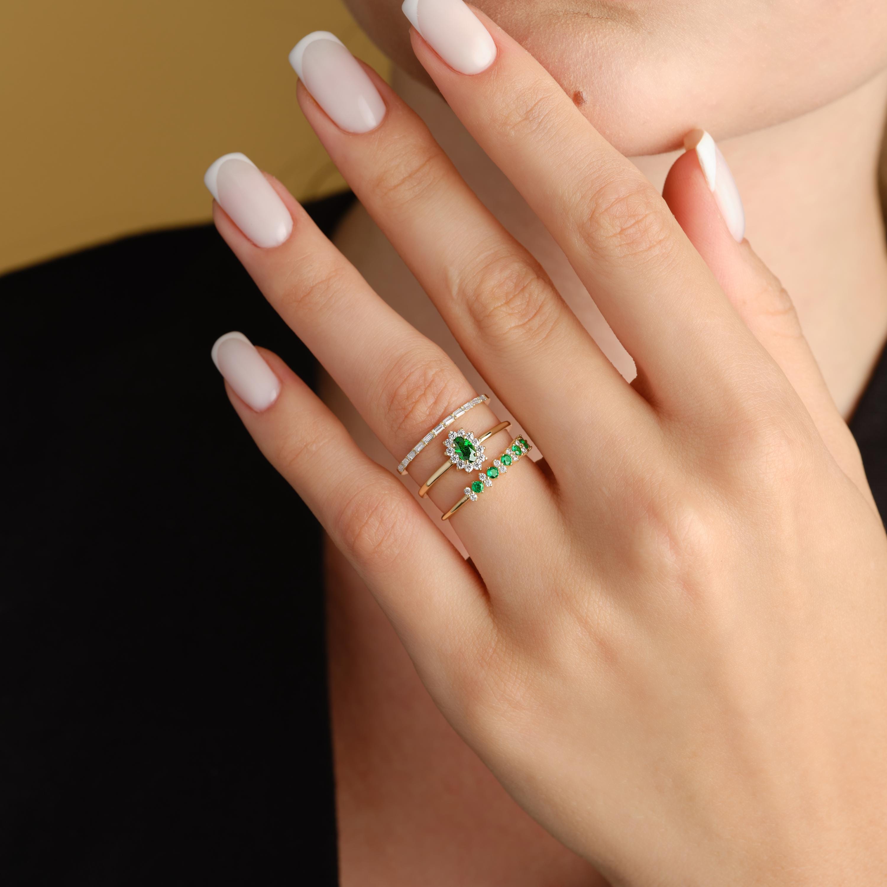 Baguette Diamond Ring Solid Gold Band