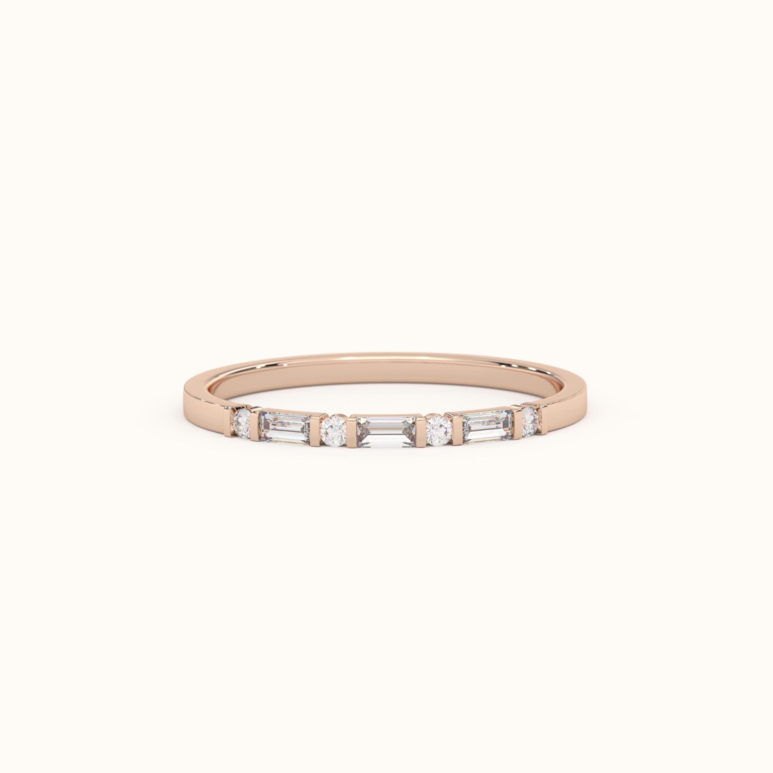 Baguette Diamond Ring Dainty Stacking Band