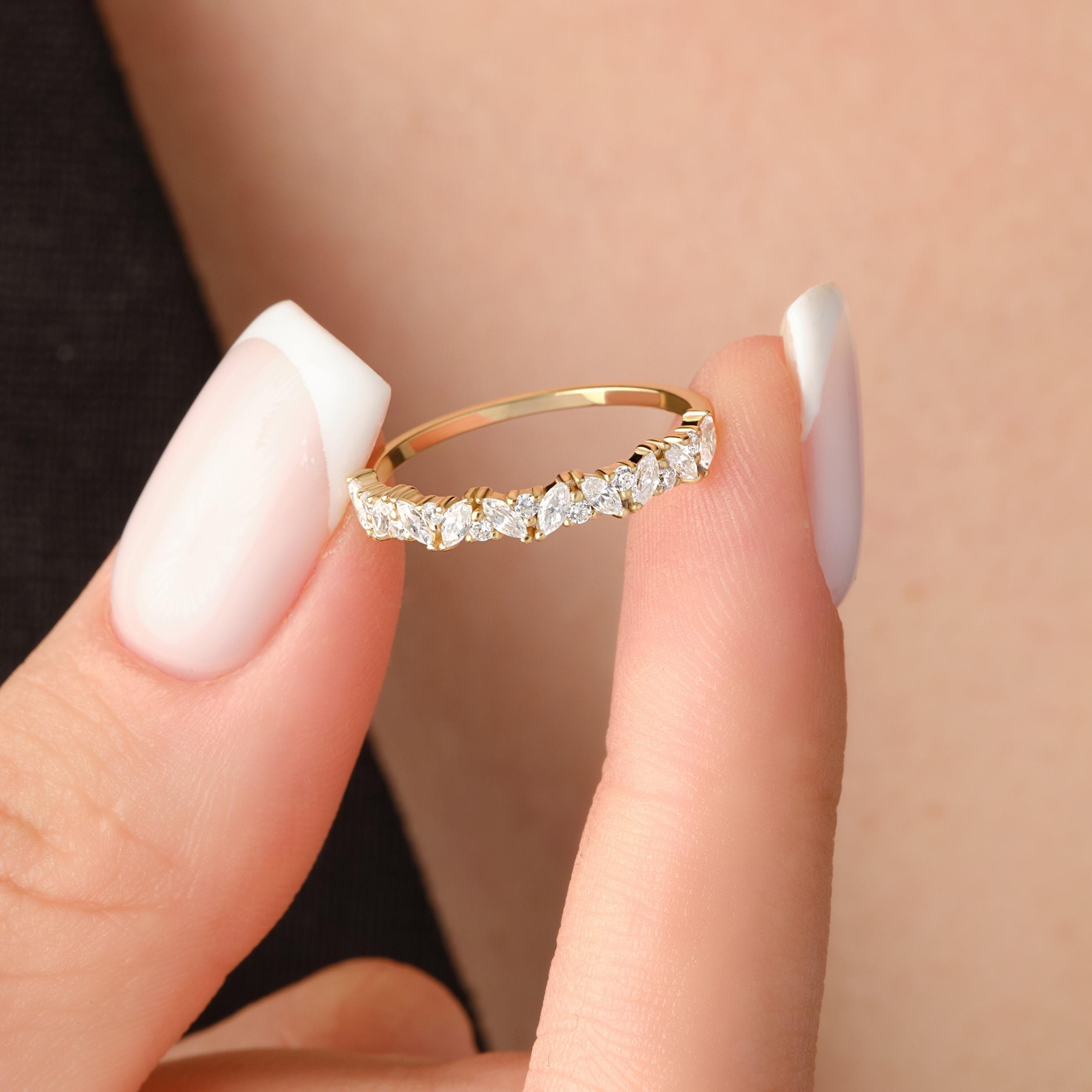 Solid Gold Marquise Diamond Ring