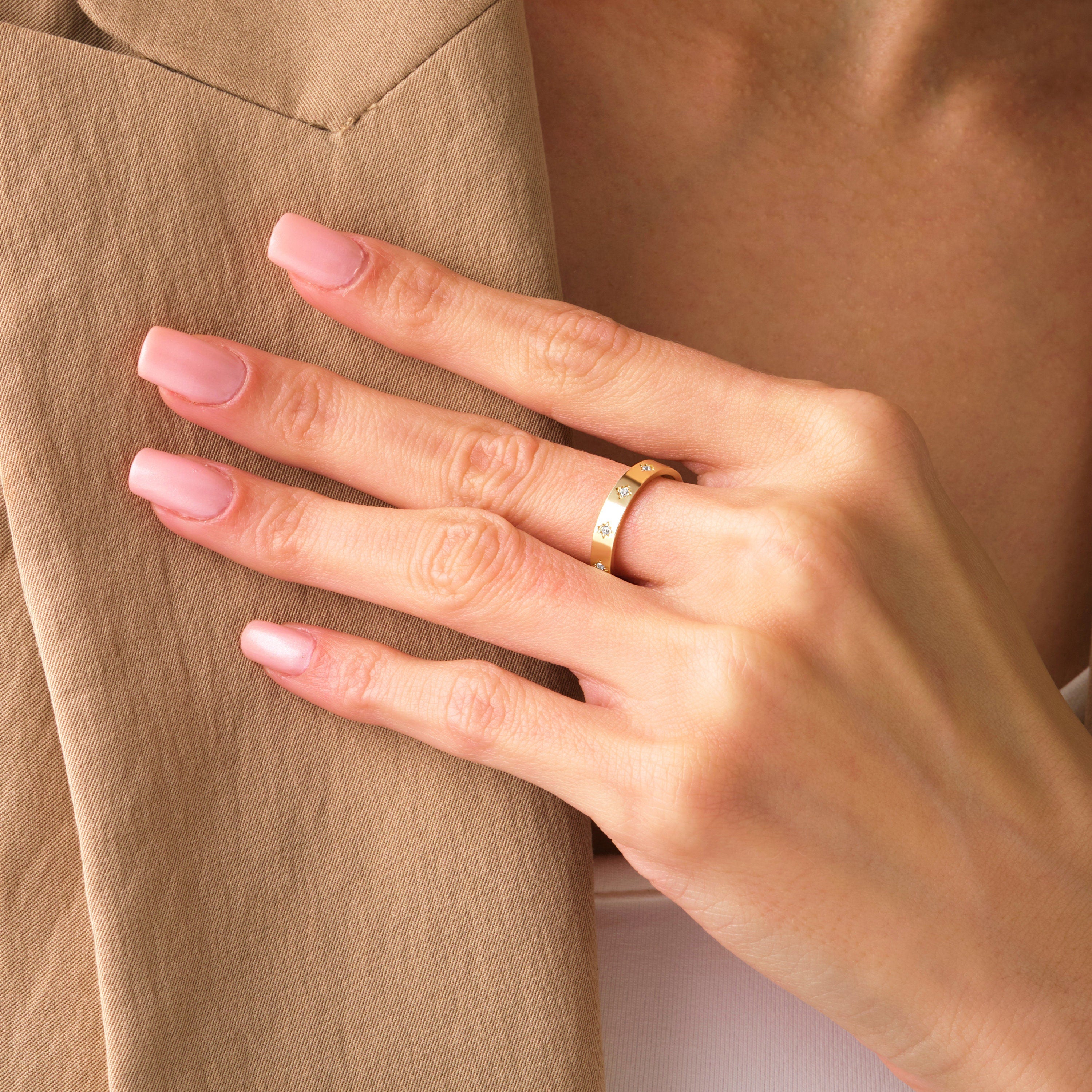 Celestial Diamond Starburst Gold Ring