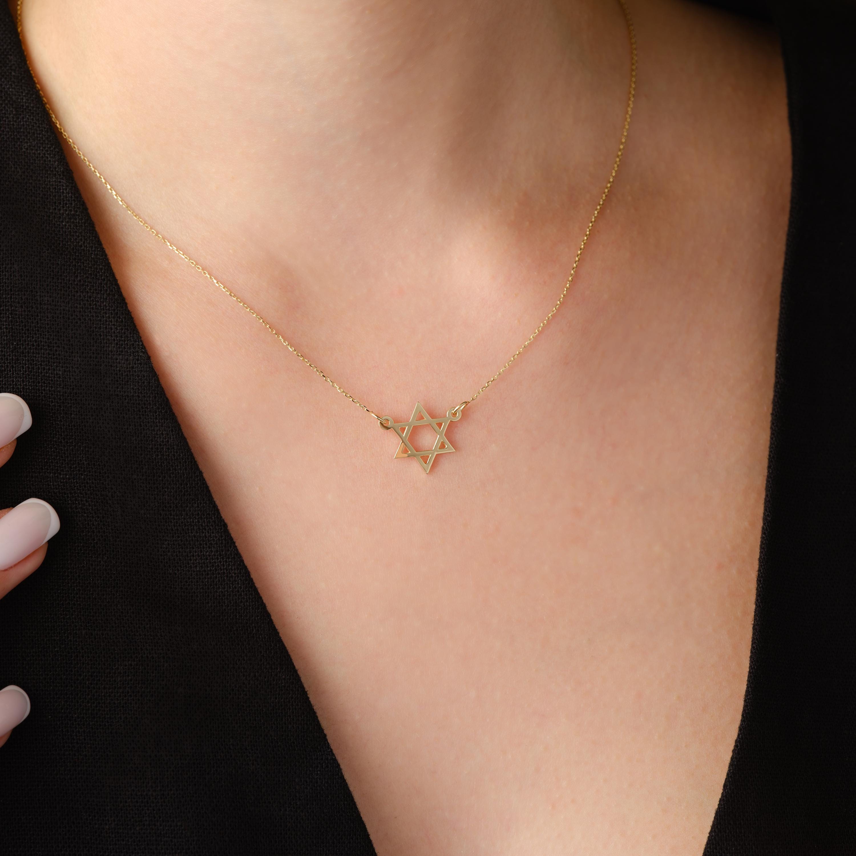 Star of David Necklace Solid Gold Pendant Dainty Jewish Jewelry