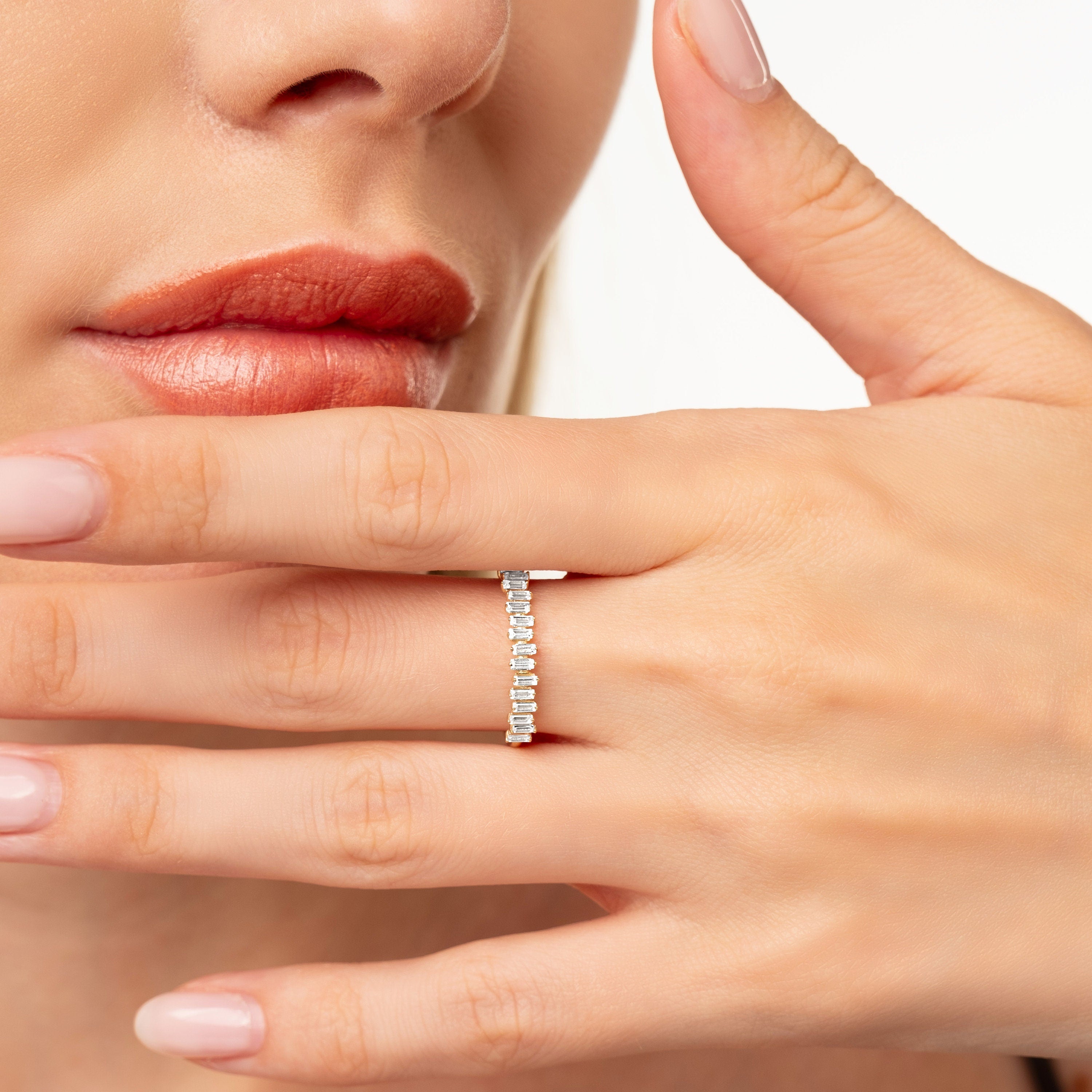 Solid Gold Wedding Ring Half Eternity Band