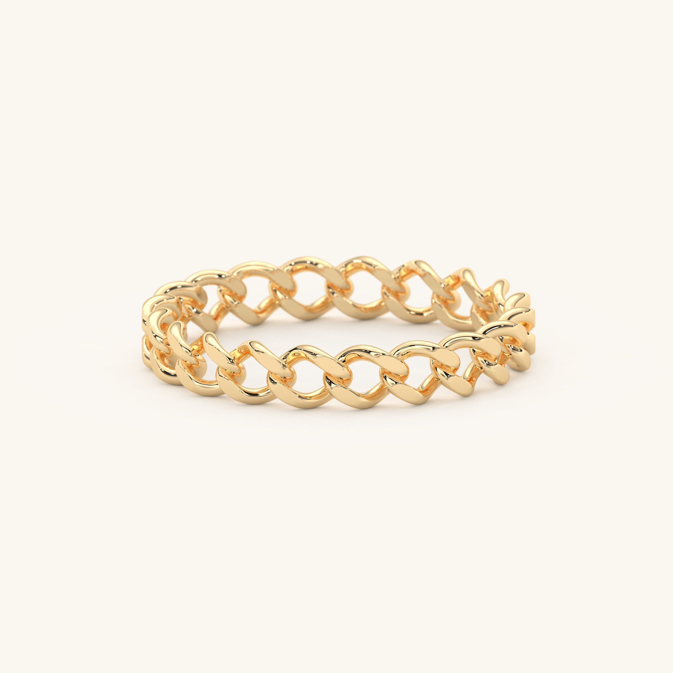 14K Gold Chain Ring Solid Gold Band