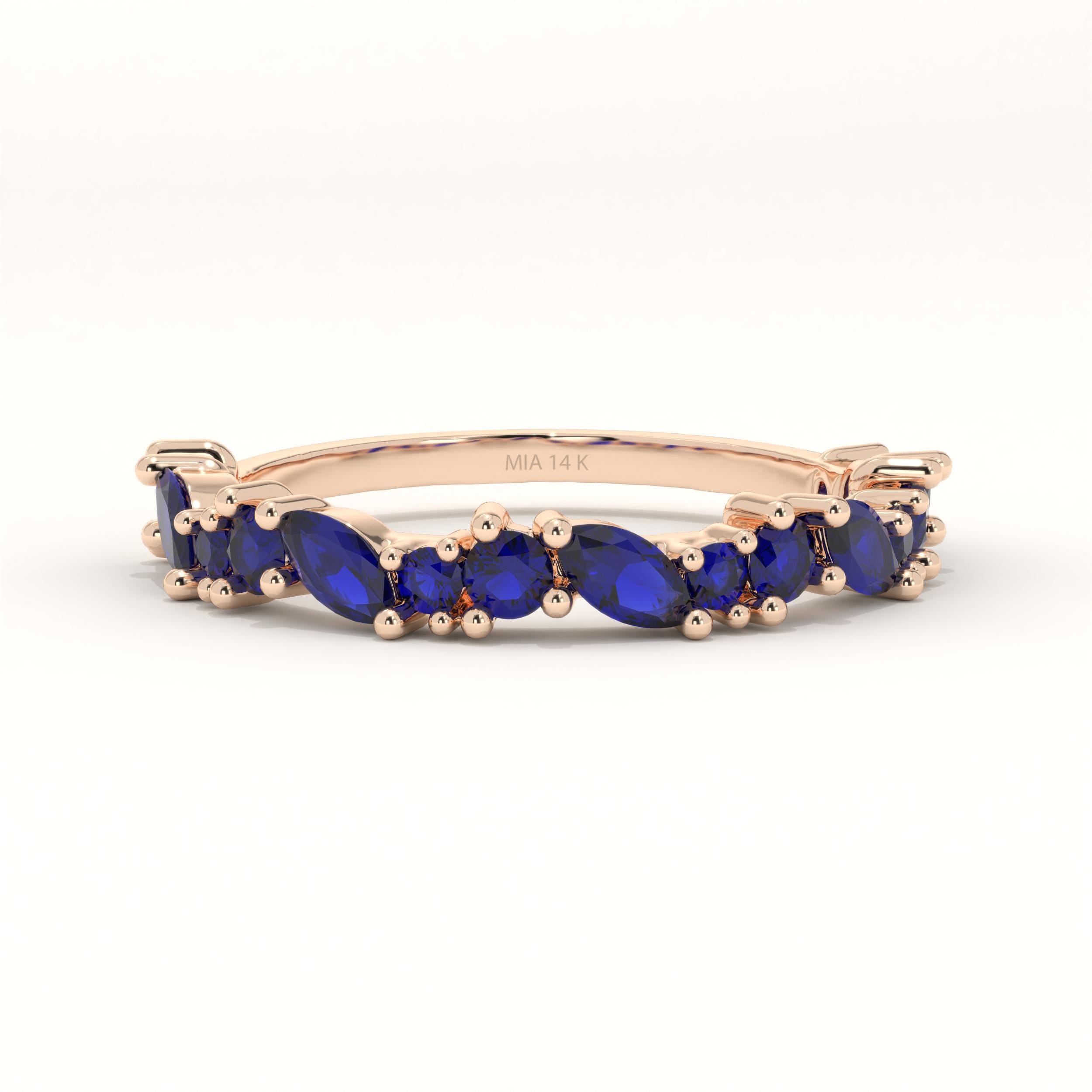 Sapphire Eternity Band Solid Gold Stacking Ring