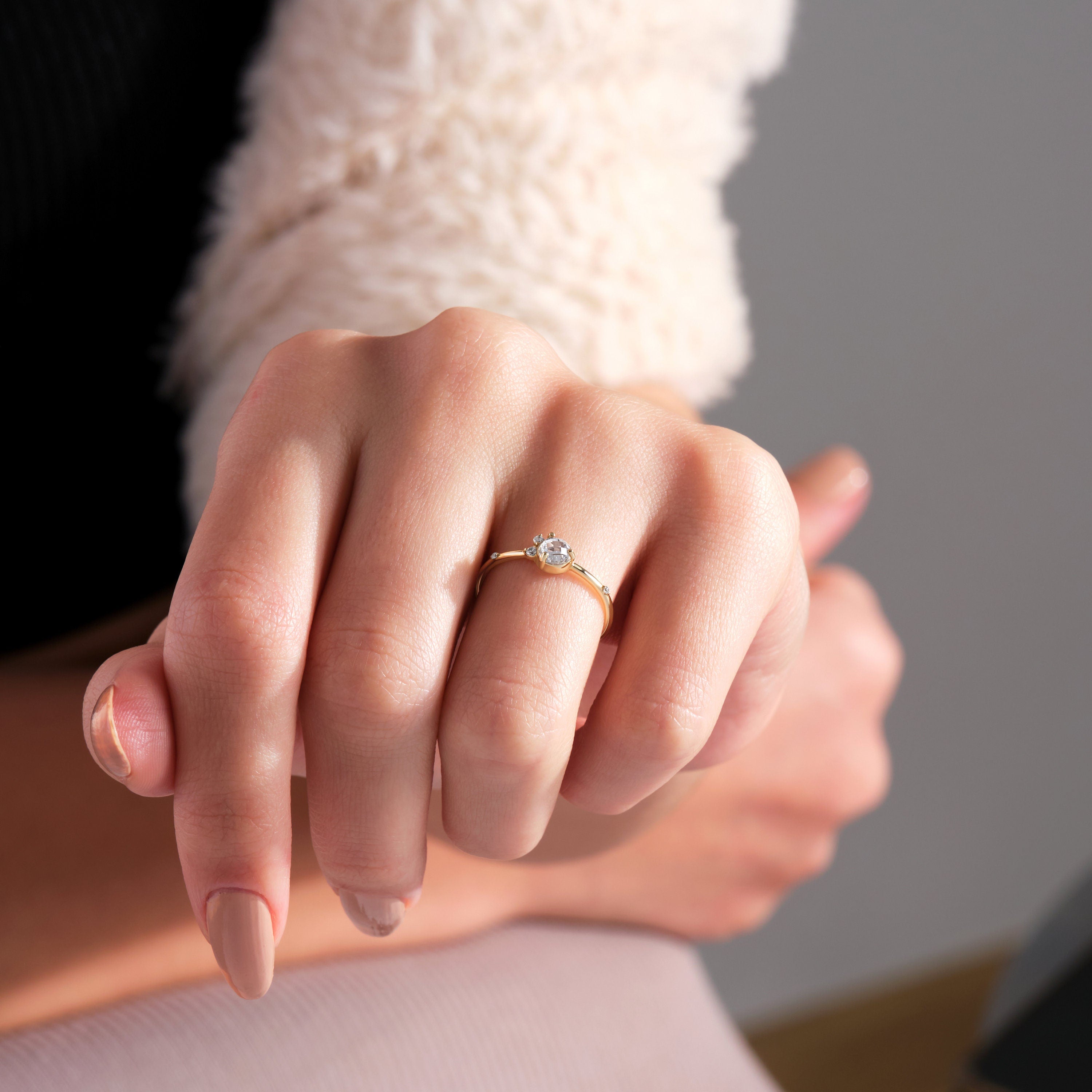 Bezel Set Multi Stone Bubble Diamond Ring