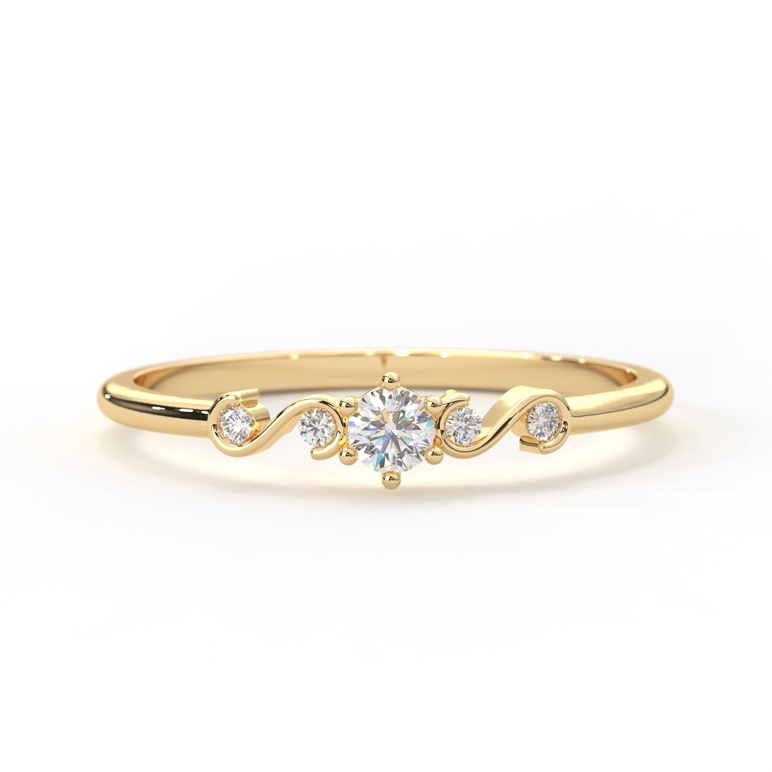 Unique Dainty Diamond Ring, Premium Art Deco Multistone 10K 14K 18K Gold Ring, Luxury Elegant Jewelry for Bride, Women, Wife, Mom and Girl