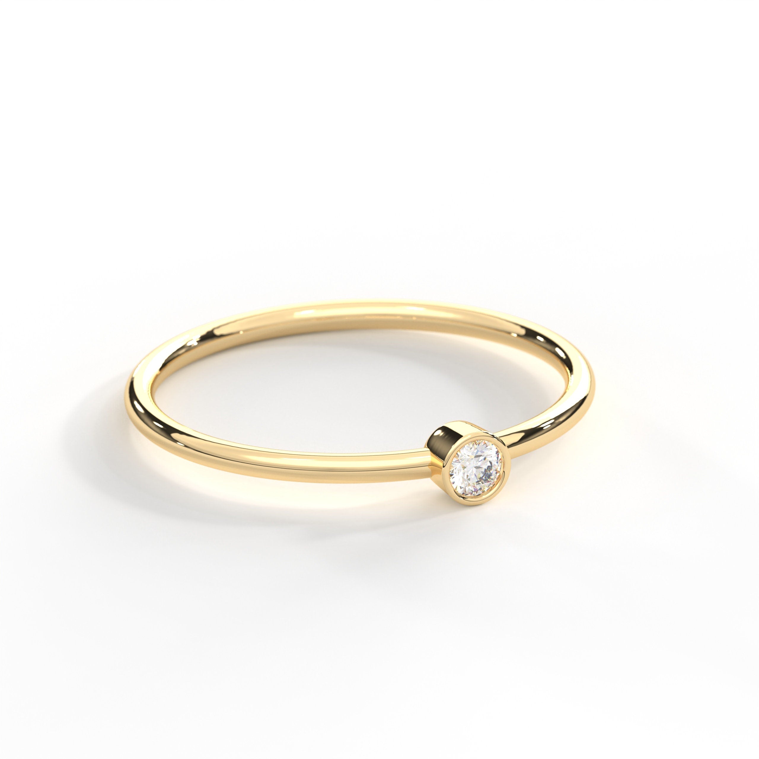 Gold Birthstone Ring Personalized Gemstone Solitaire Band