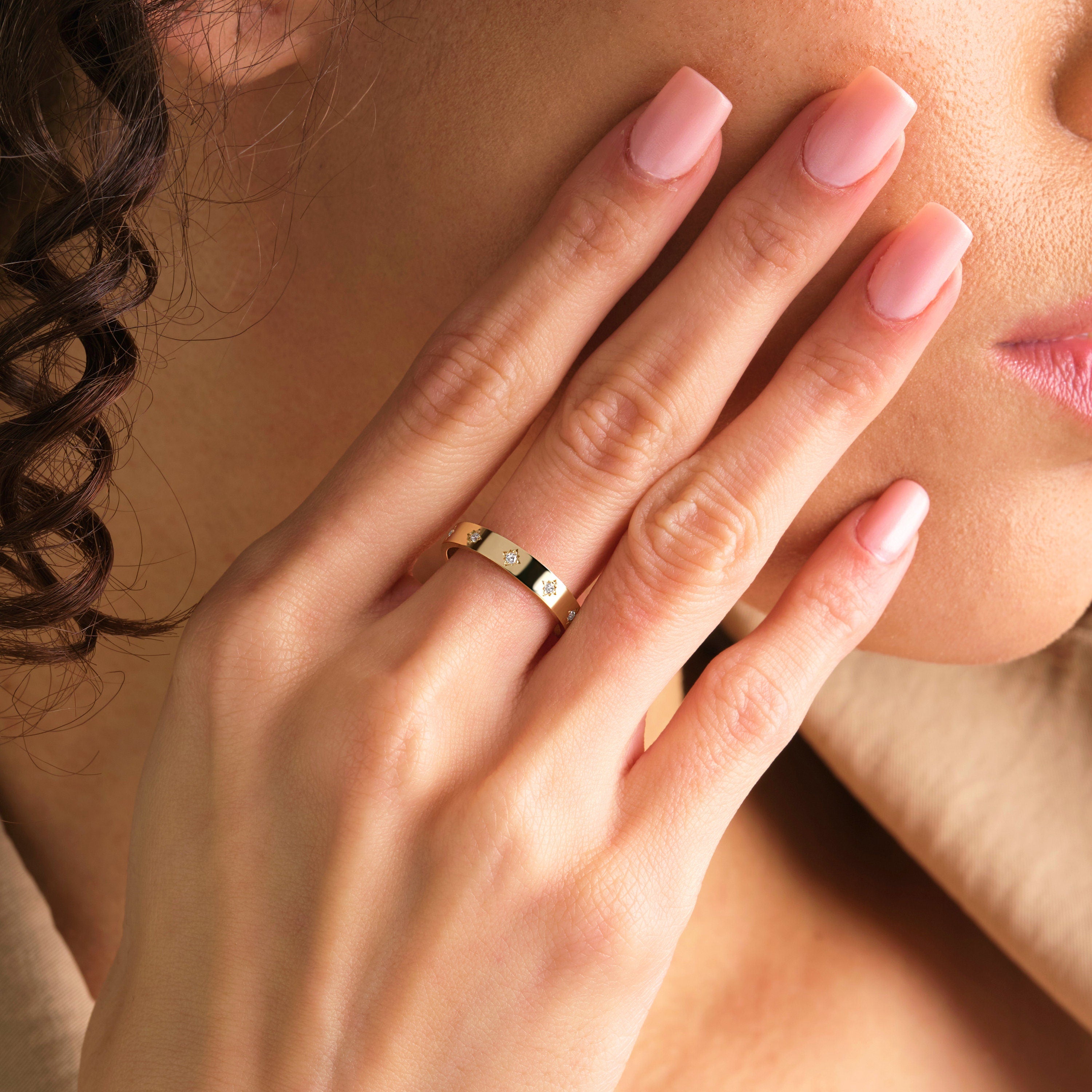 Celestial Diamond Starburst Gold Ring