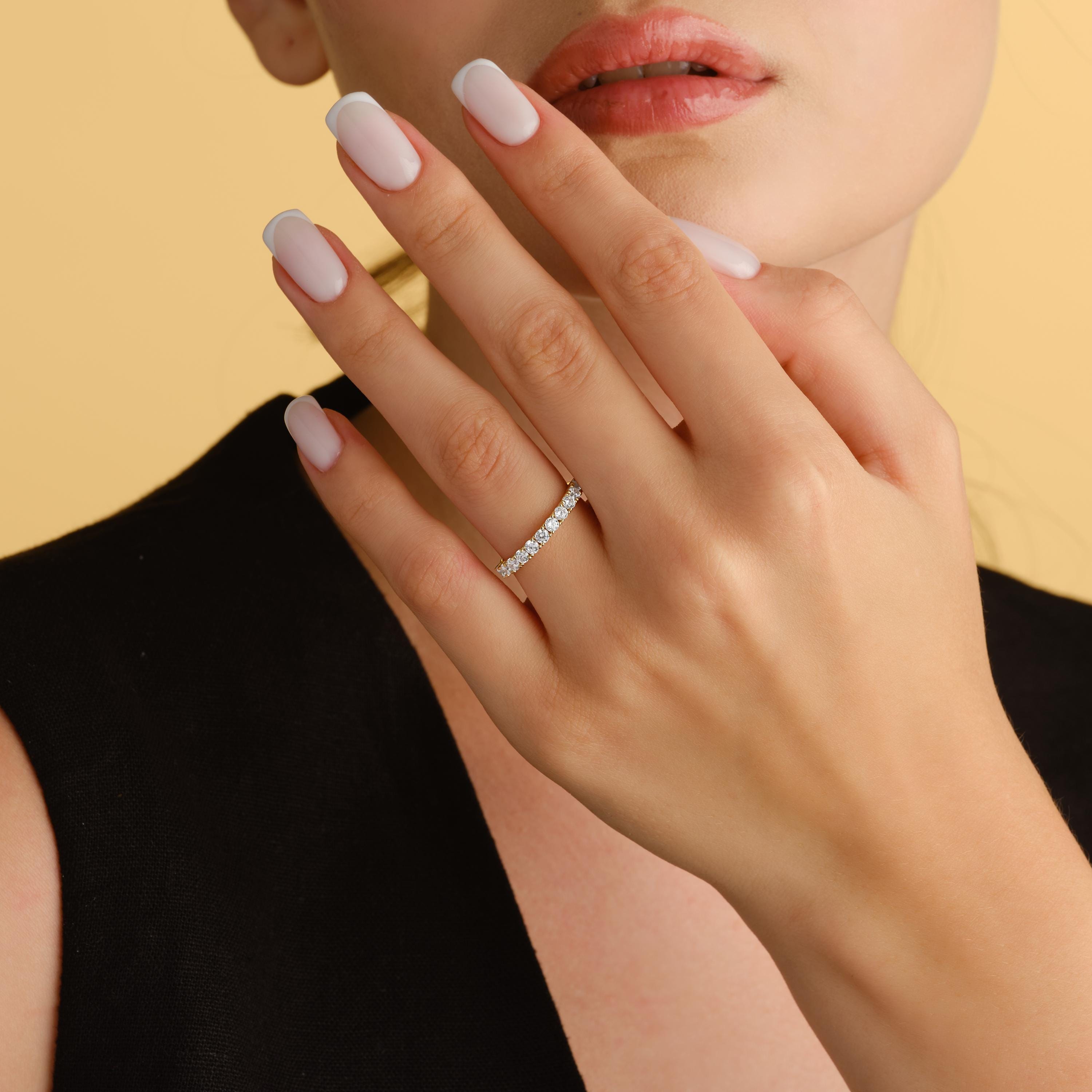 Prong Set CZ Diamond Half Eternity Band