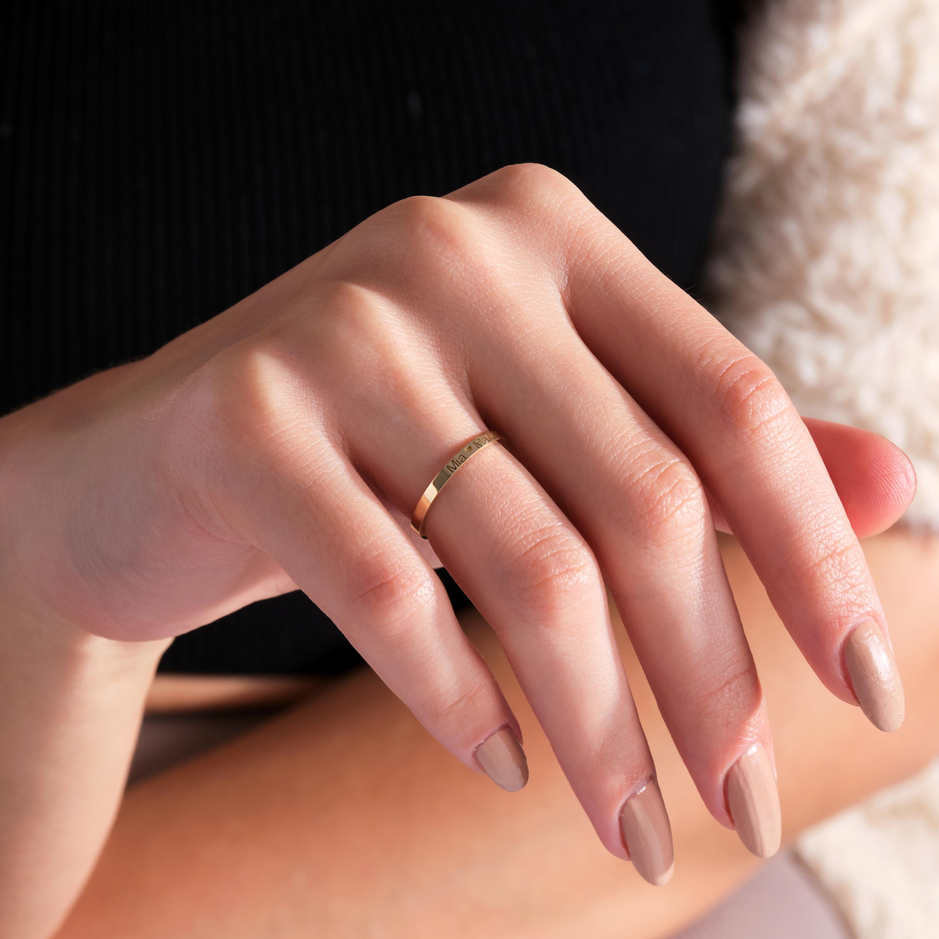 Custom Engraved Gold Ring Personalized Name Band