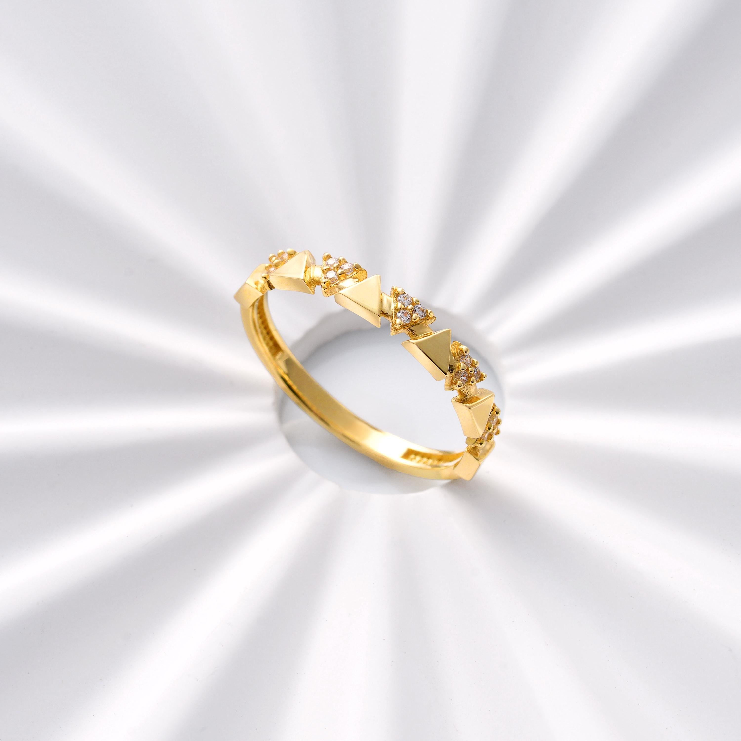 half eternity gold triangle stacking ring