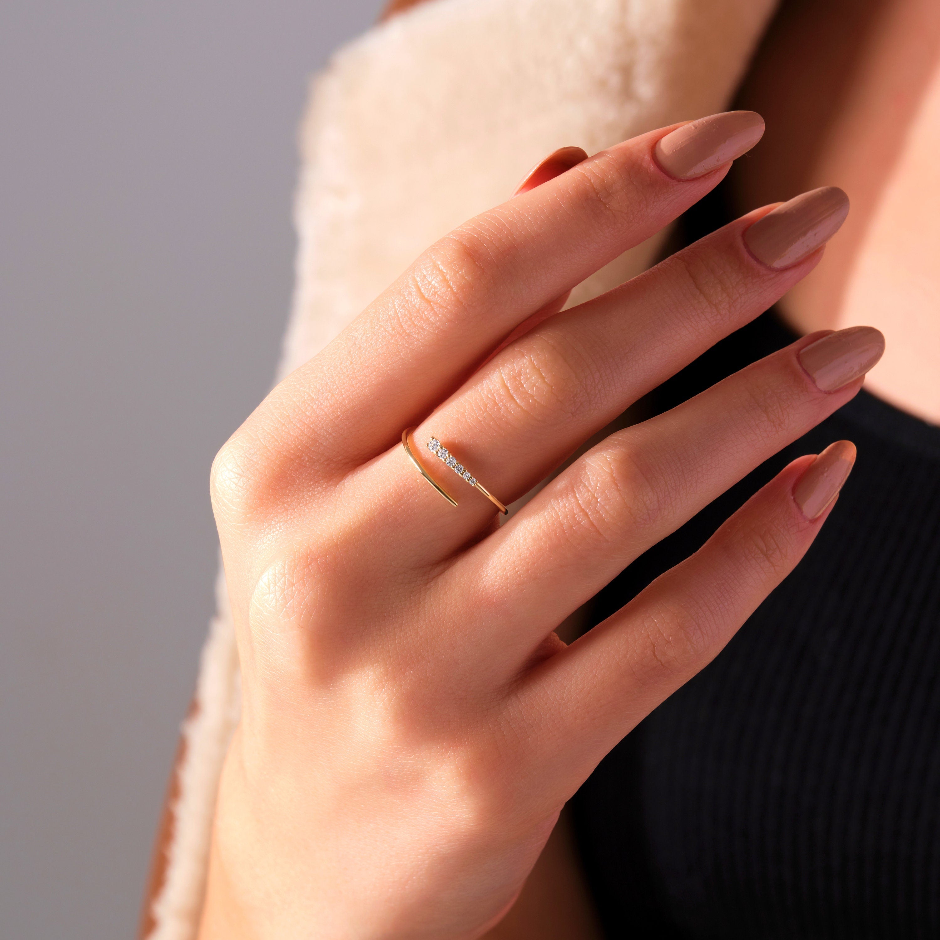 Gold Spiral Ring Solid Gold Cuff Band