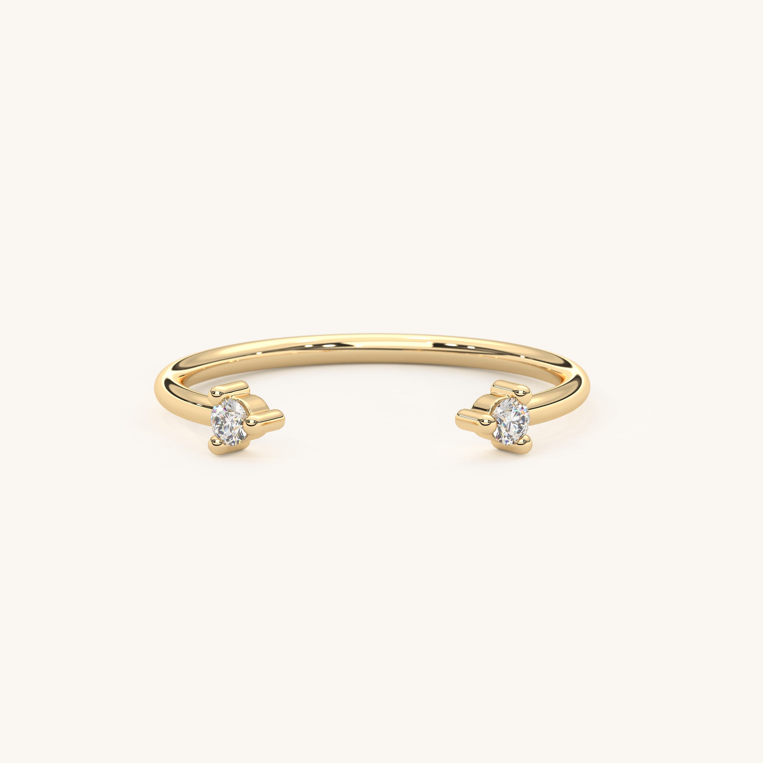 Diamond Cuff Ring Solid Gold Open Design
