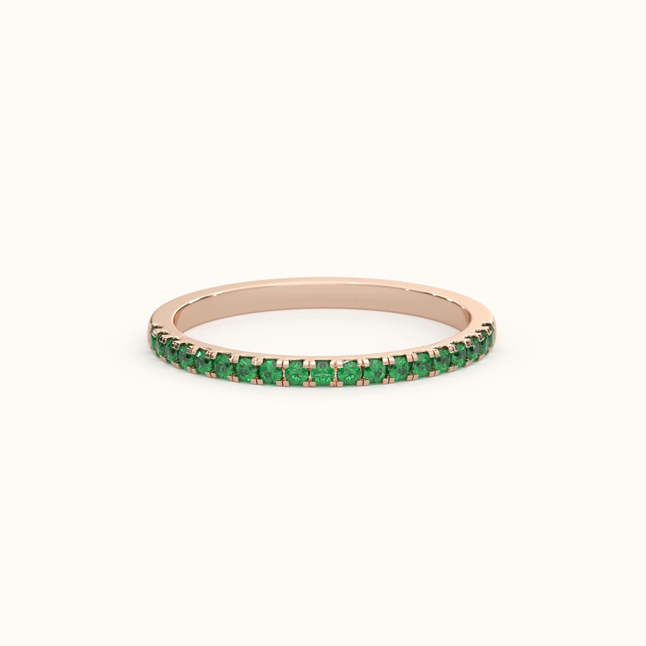 Personalized Birthstone Emerald Stacking Ring