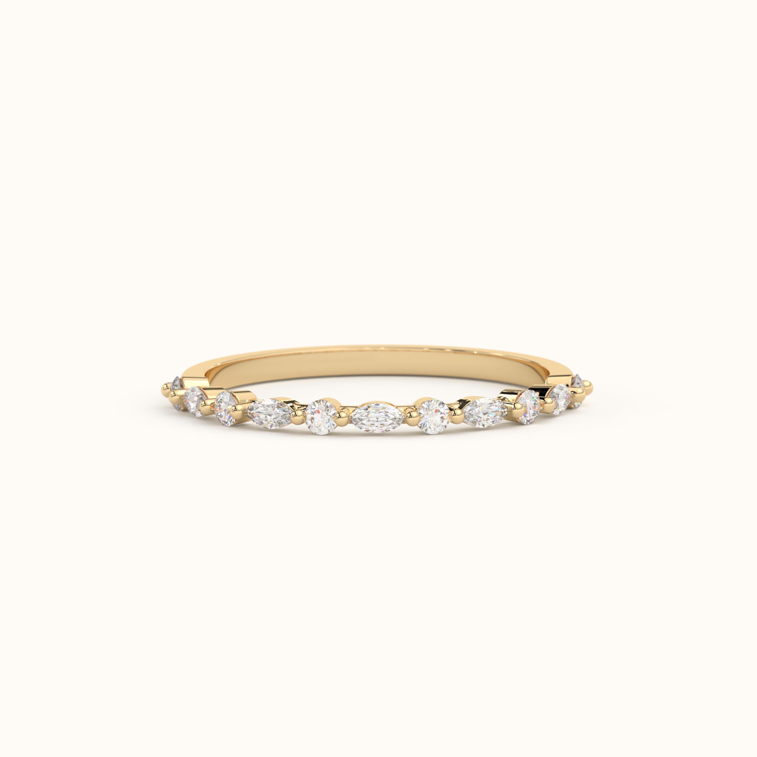 Solid Gold Marquise Minimalist Stacking Ring