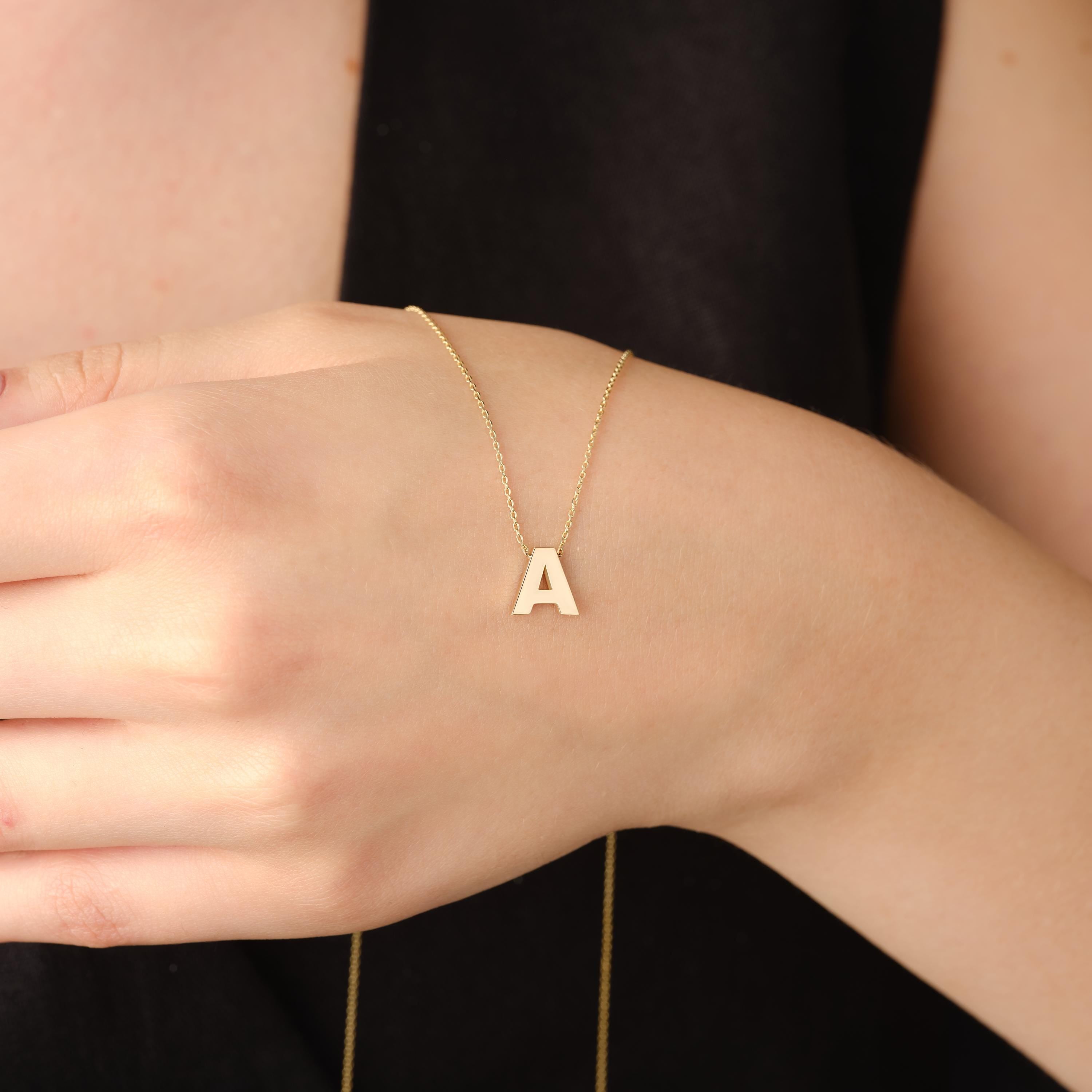 14k Gold Initial Necklace Personalized Pendant