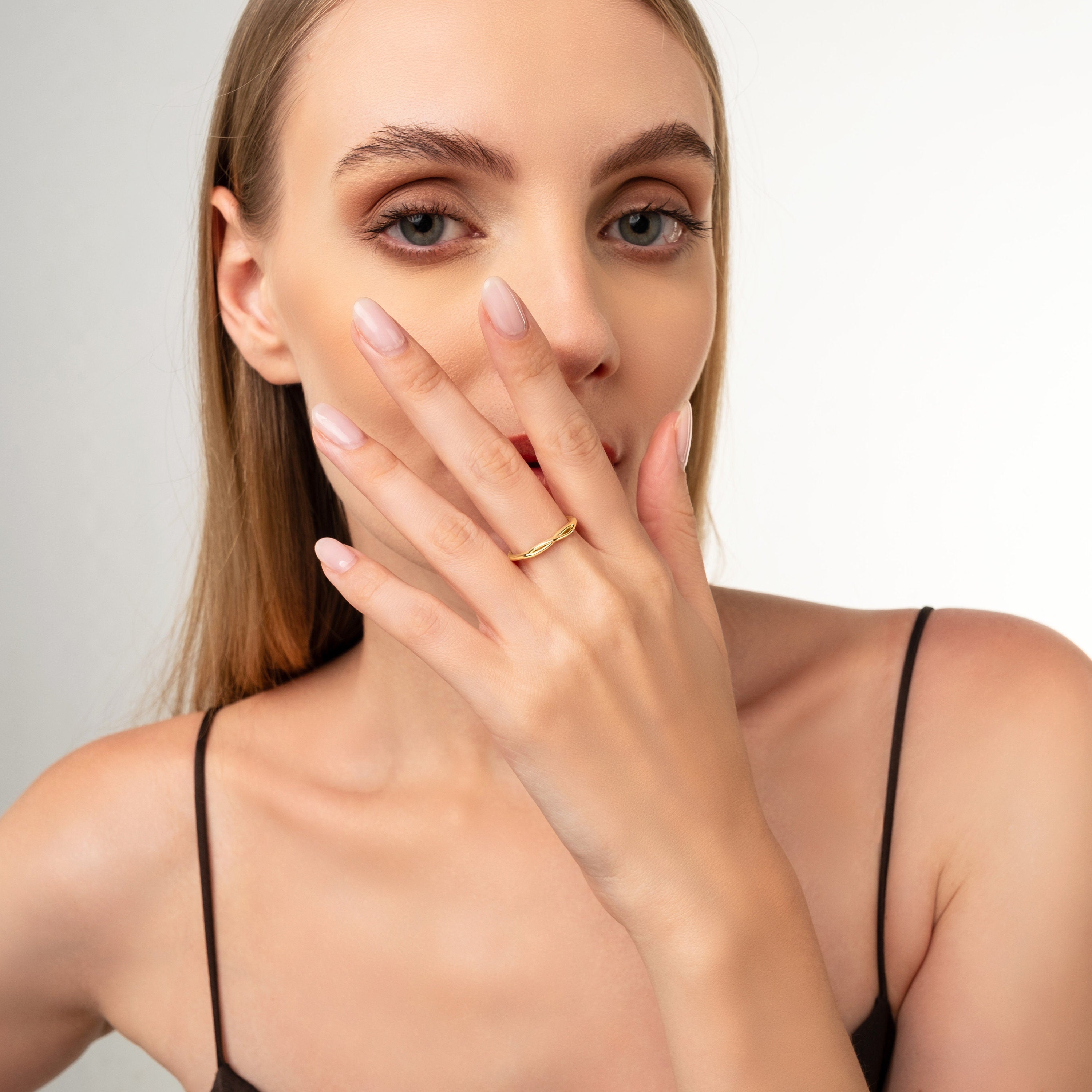 14K Infinity Gold Ring Solid Band Elegant