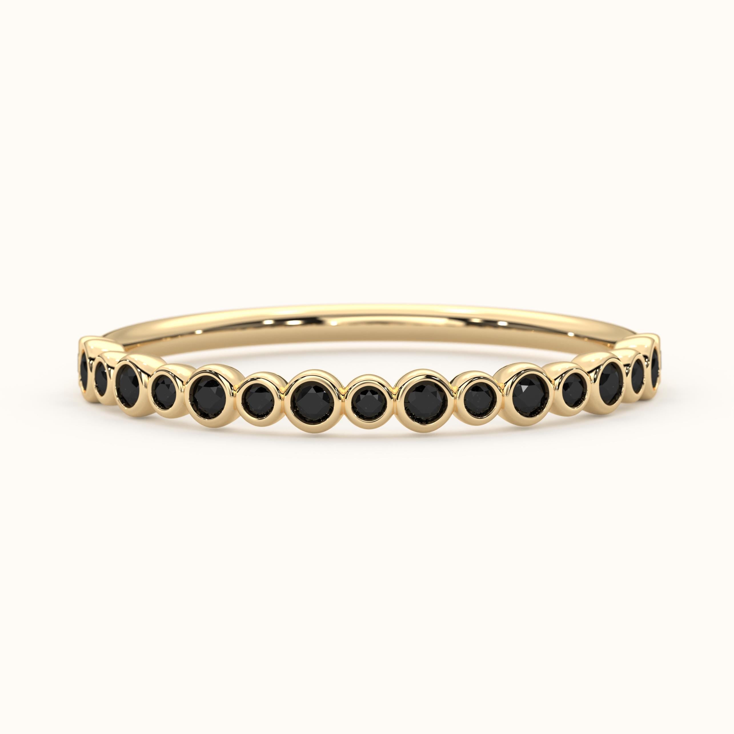 Black Gold Stacking Ring Bezel Set Band