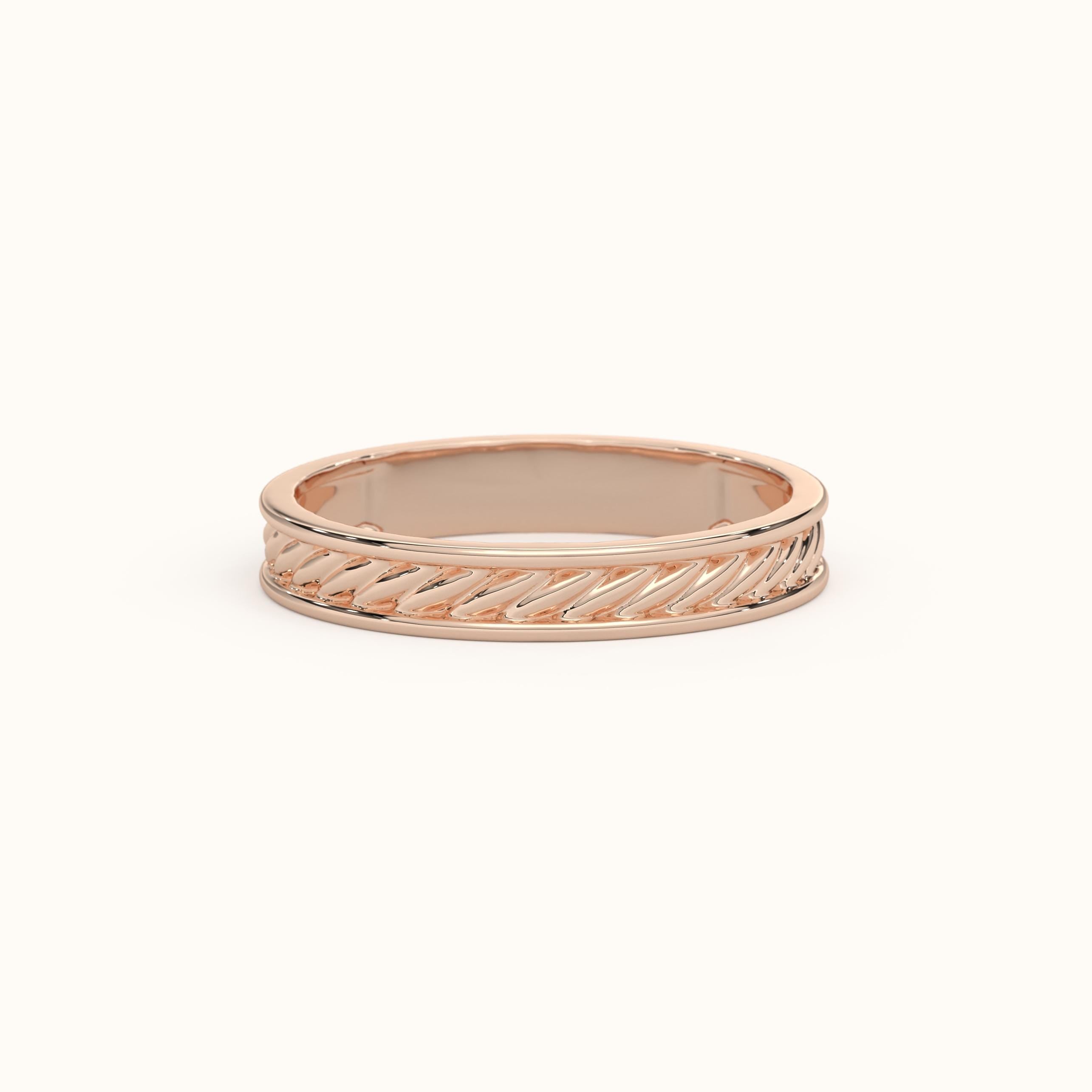 Rose Gold Diagonal Pattern Wedding Band