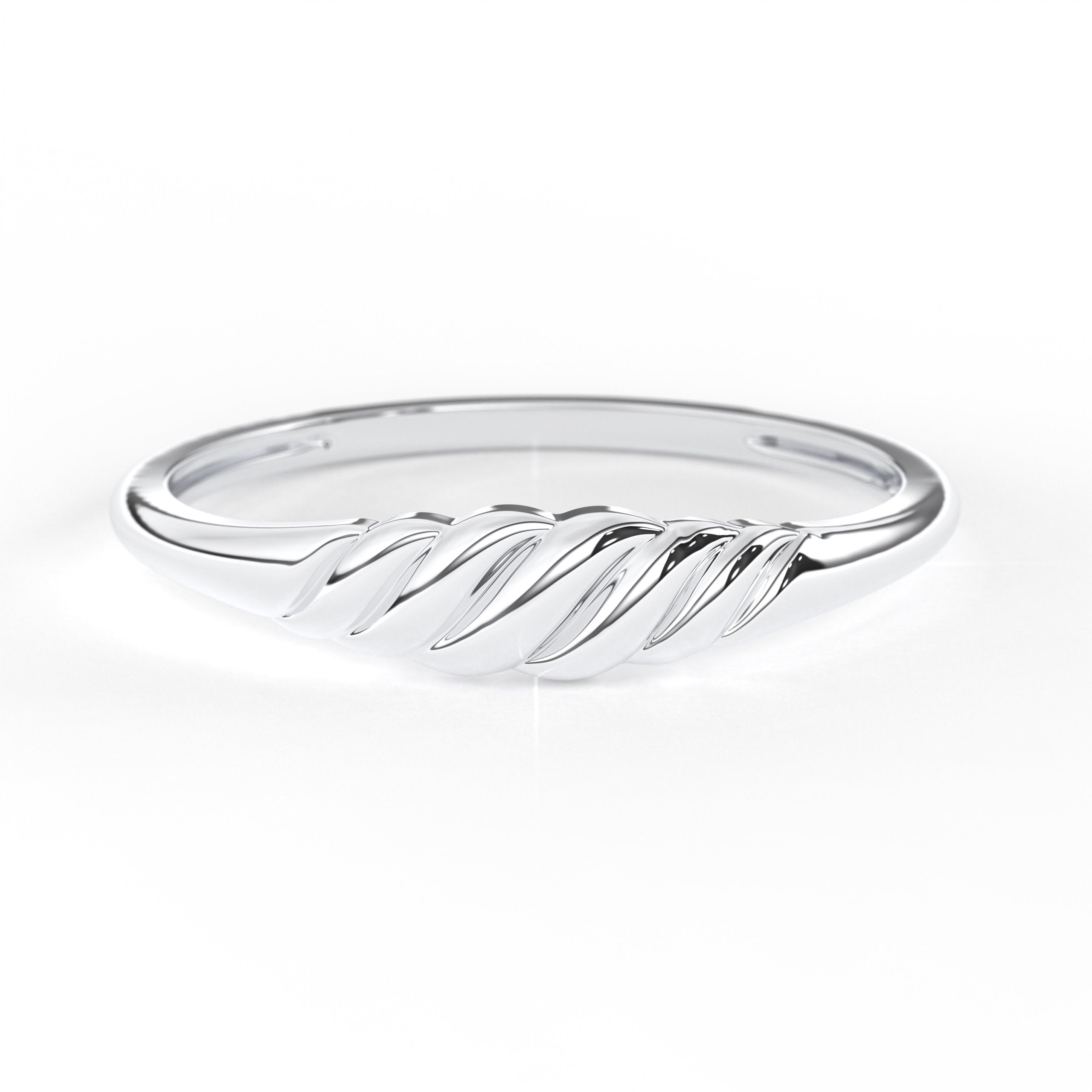 Gold Croissant Ring Twisted Stacking Band