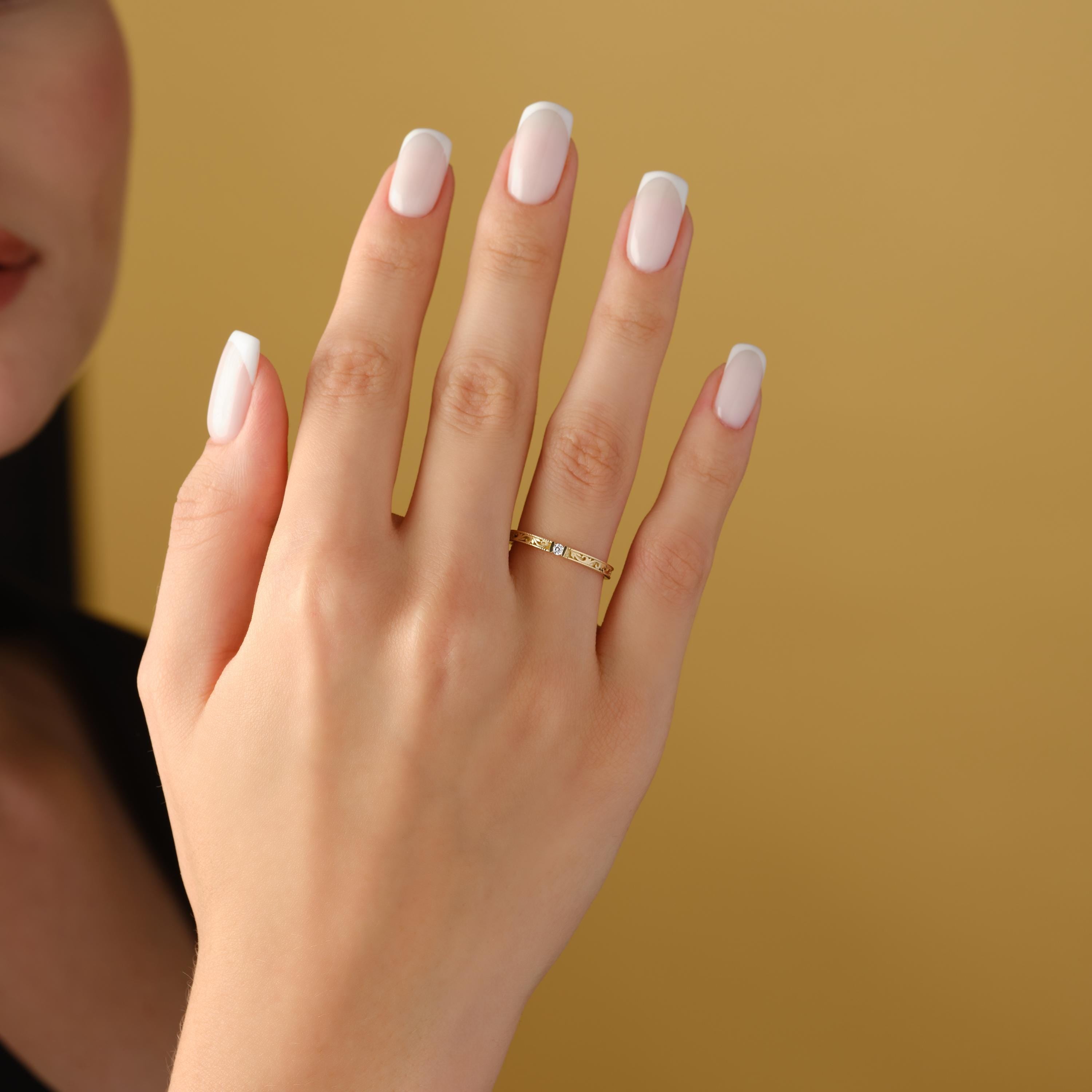 Solid Gold Victorian Floral Band Wedding Ring