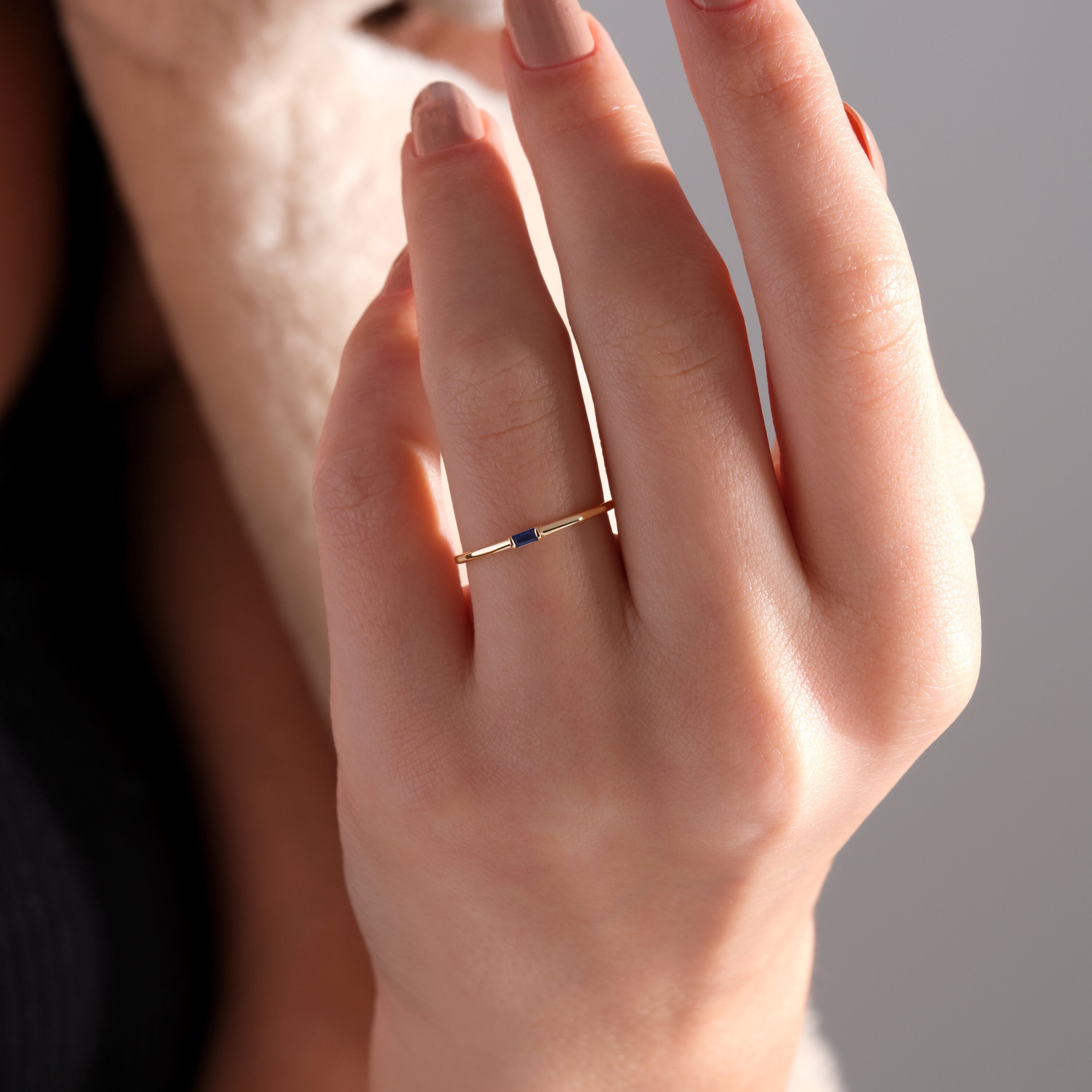 Dainty Sapphire Ring Personalized Birthstone Gift