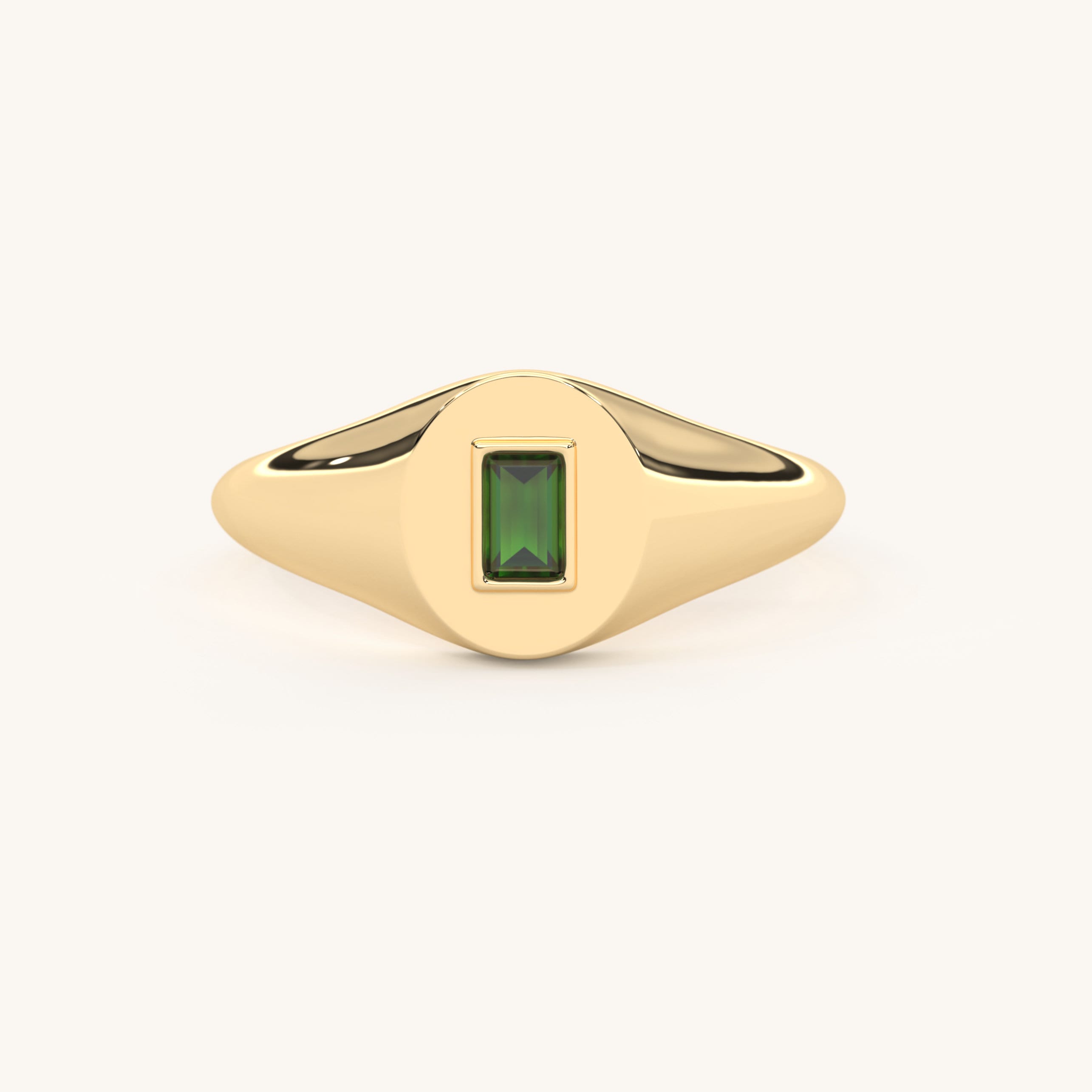 Emerald Signet Ring Solid Gold Classic Elegant