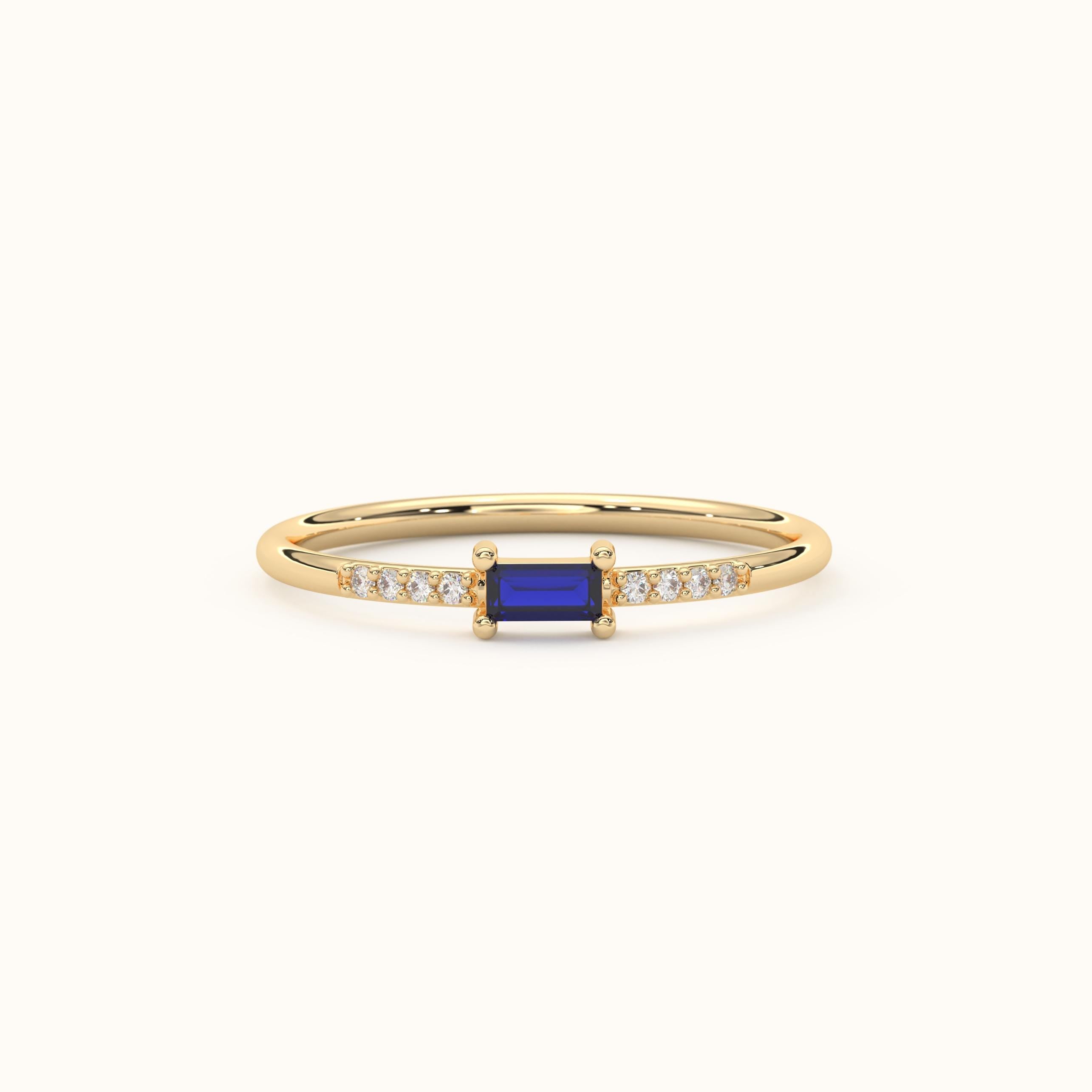 Gold Birthstone Ring Delicate Stackable Band