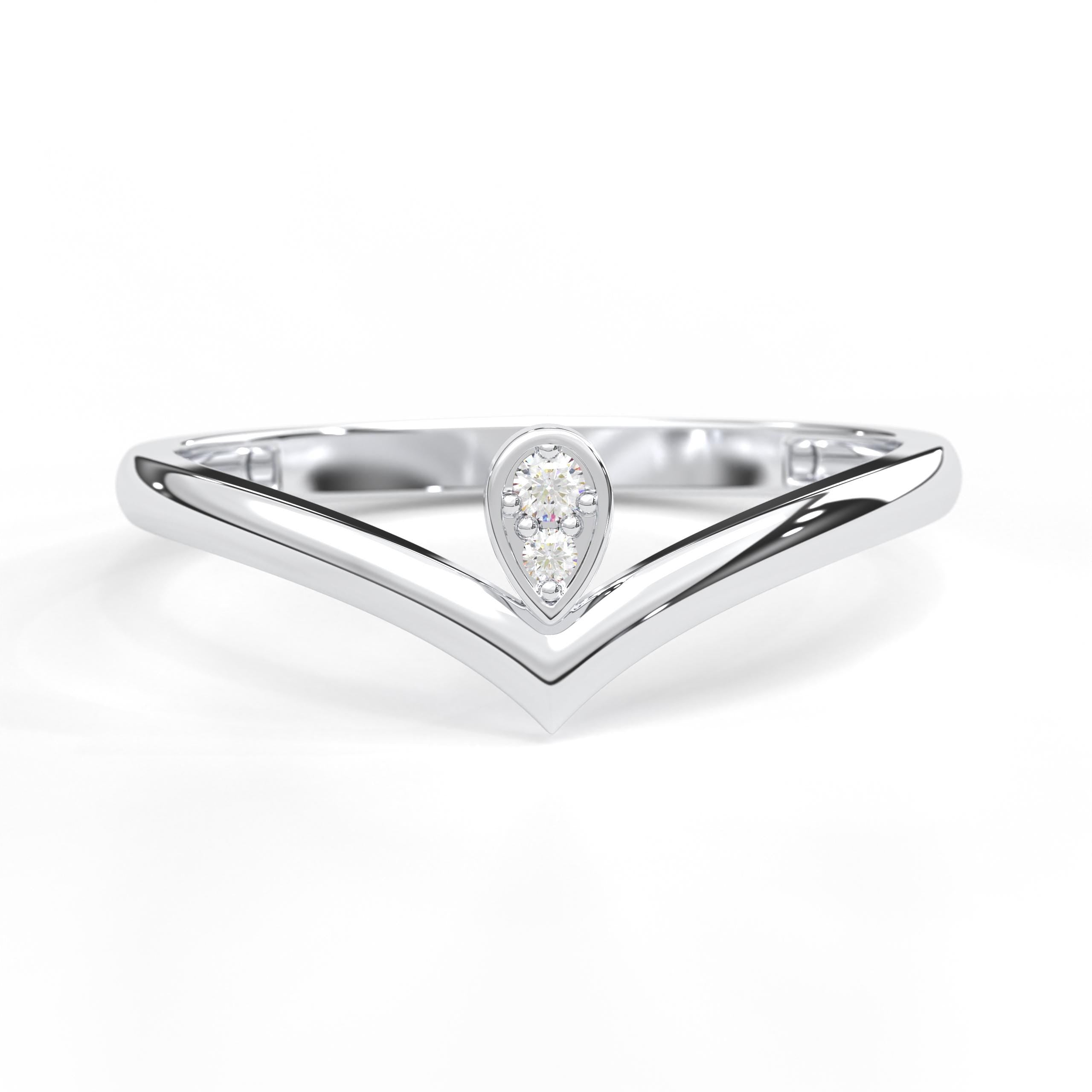 Solid Gold Chevron Ring Stackable Band