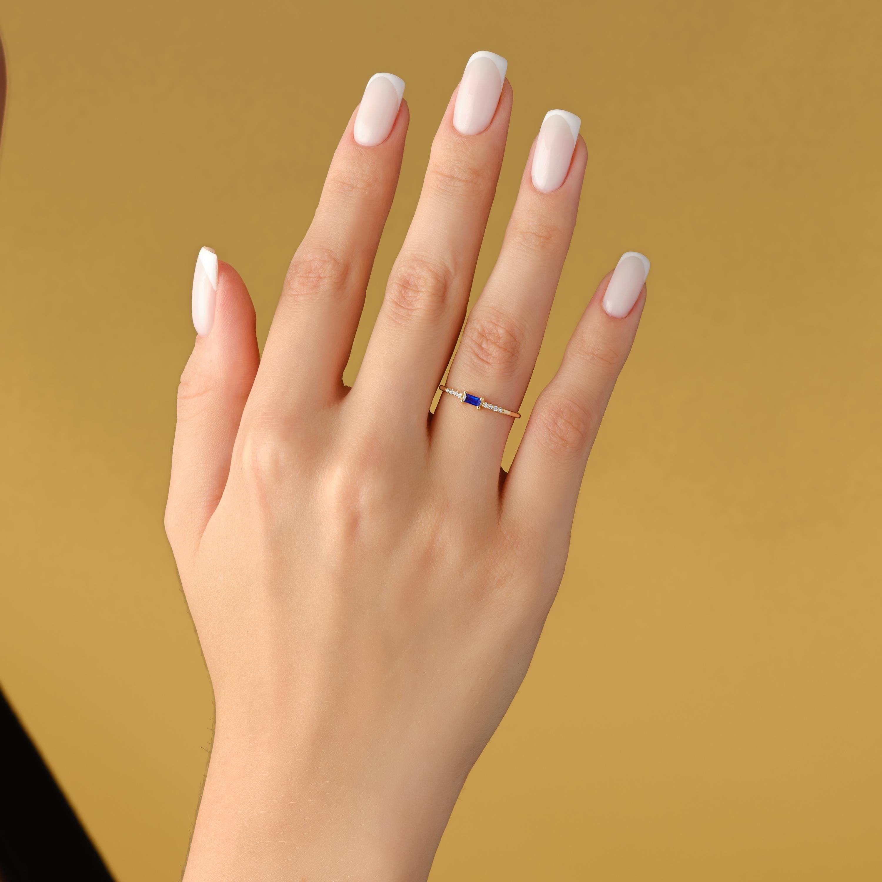 Gold Birthstone Ring Delicate Stackable Band