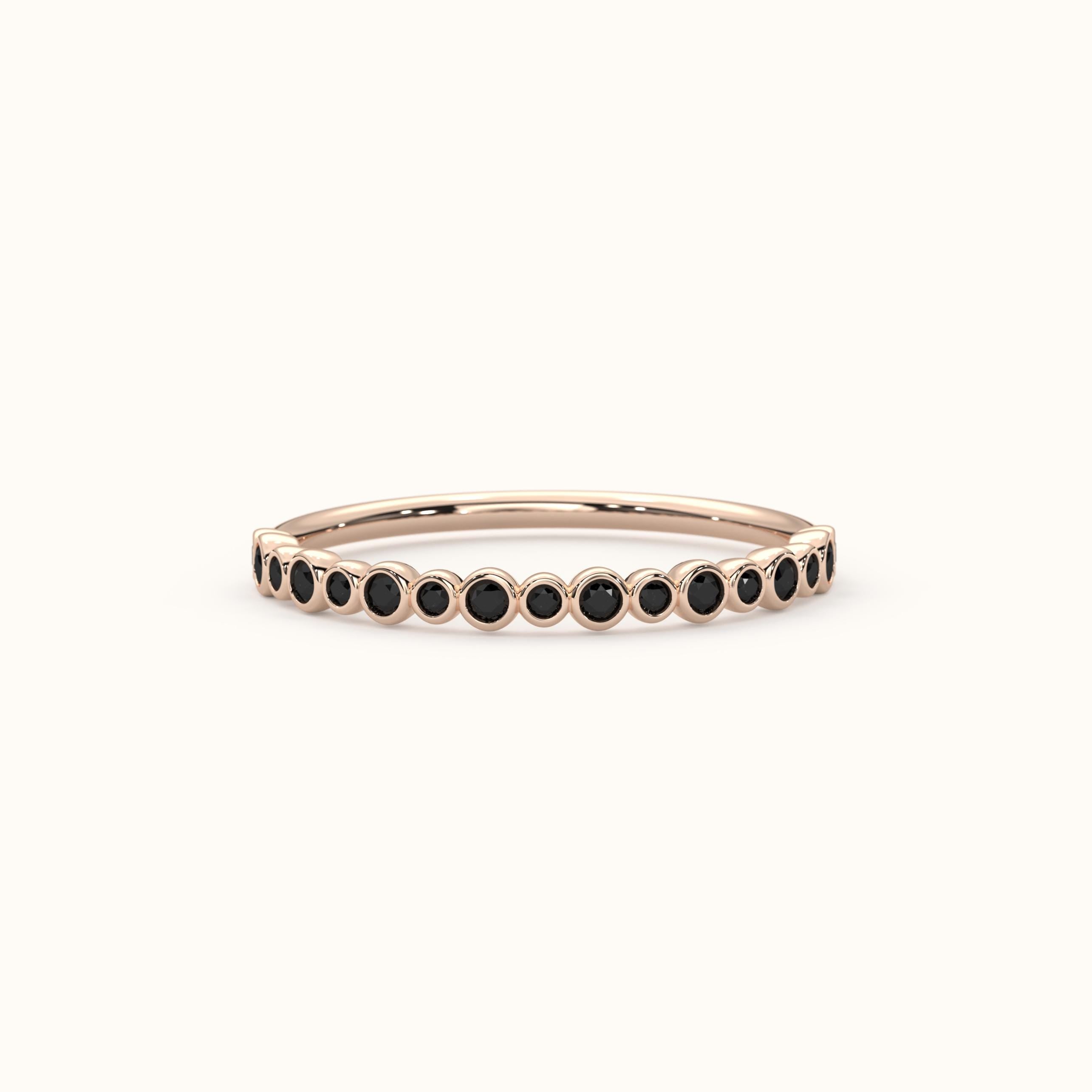Black Gold Stacking Ring Bezel Set Band