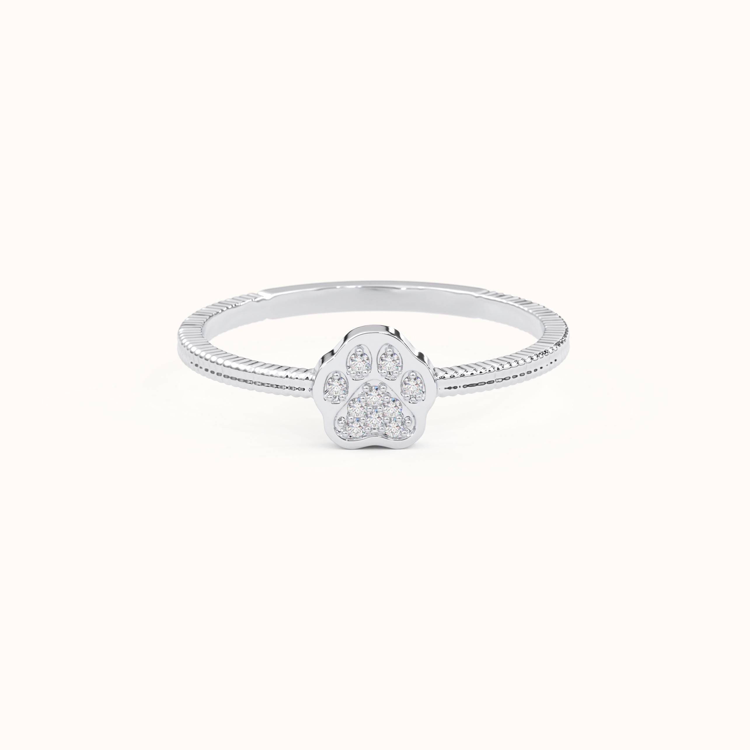 Paw Diamond Ring Minimalist Dog Lover Ring