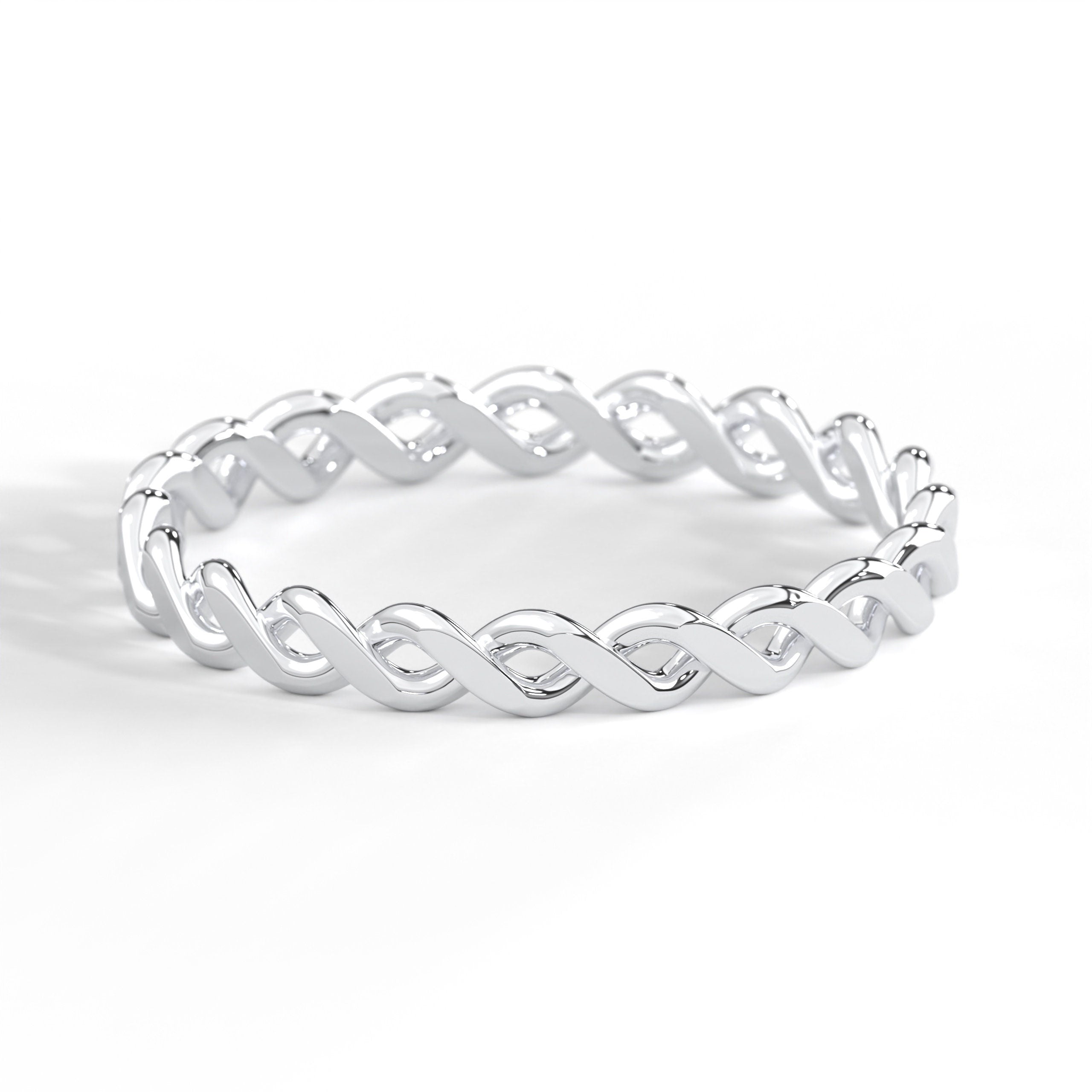 14K Gold Eternity Band Braided Thin Stacking Ring