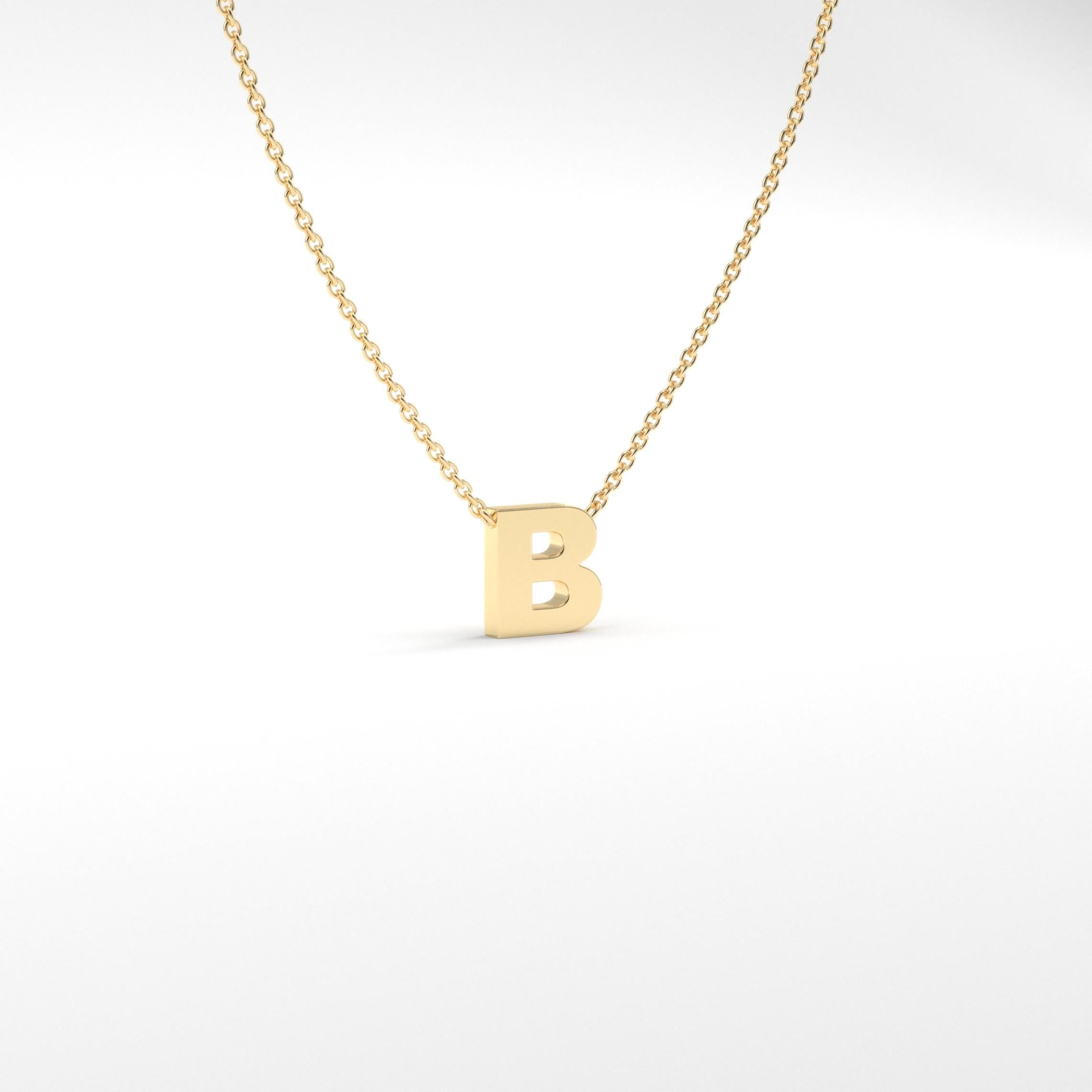 Solid Gold Personalized Initial Pendant Necklace