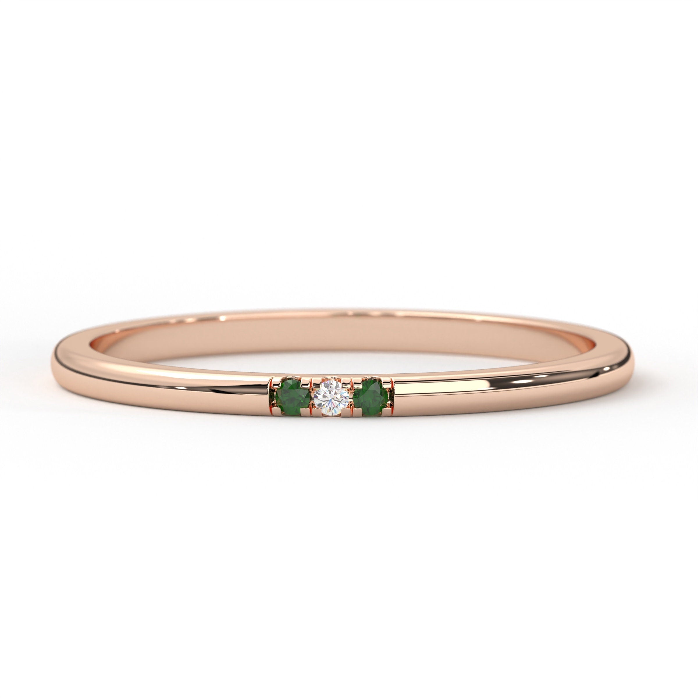 Minimalist Solid Gold Three Stone Band
