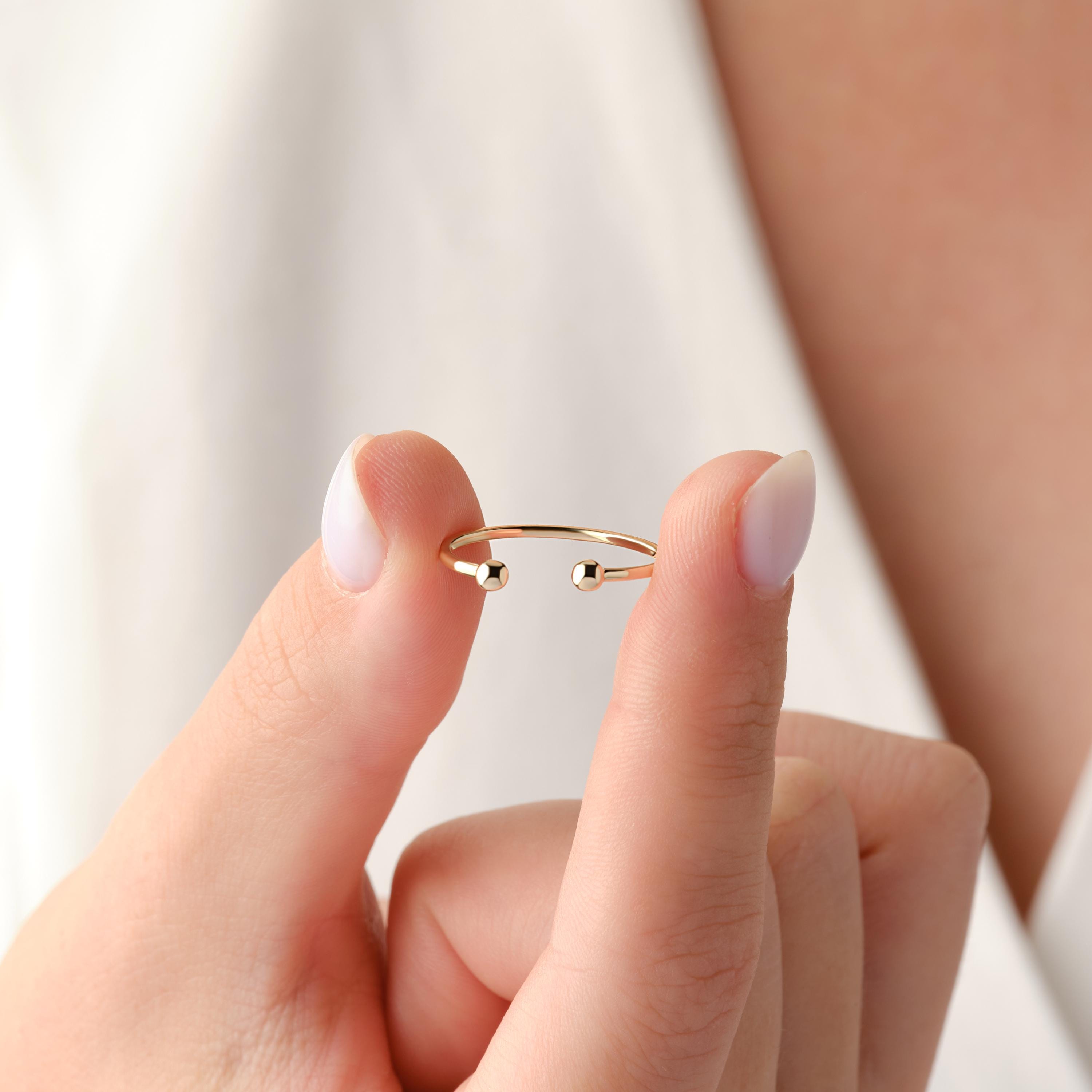 Adjustable Open Cuff Solid Gold Ring