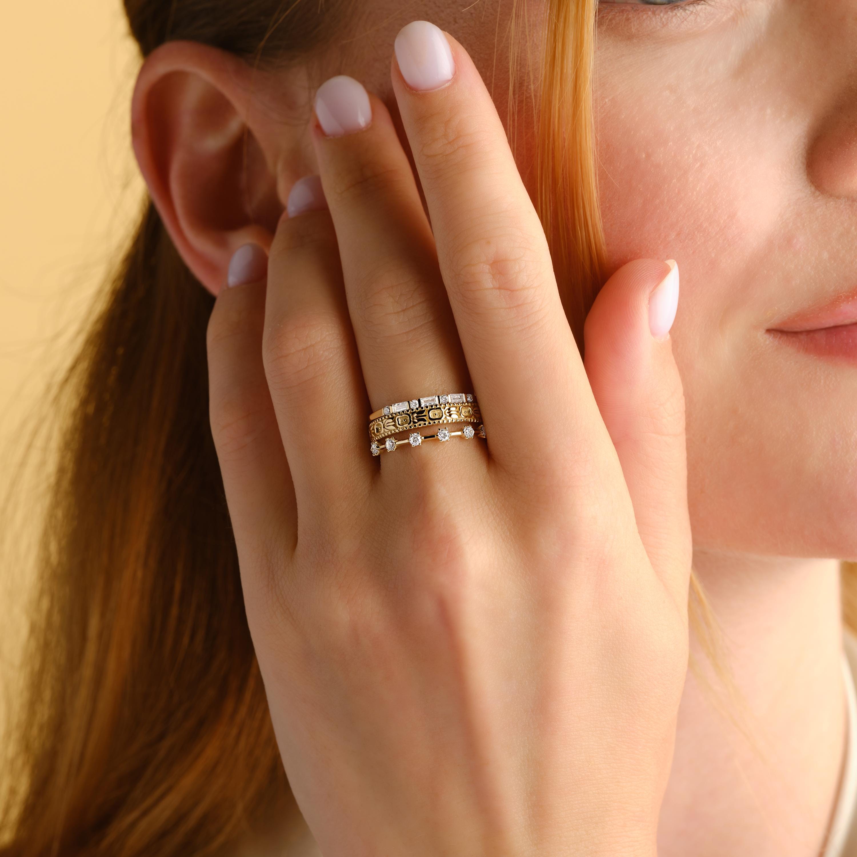 Baguette Diamond Ring Dainty Stacking Band