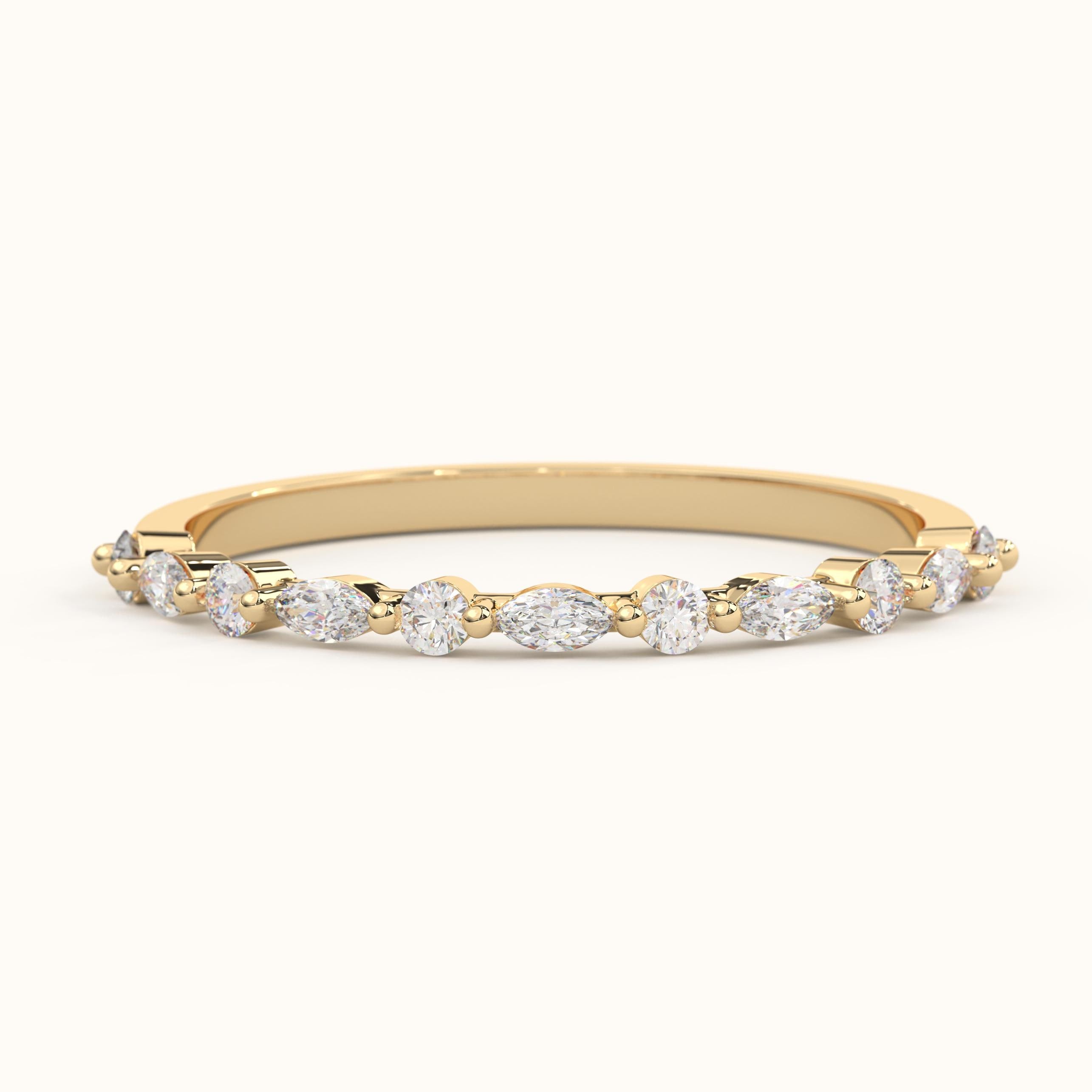 Solid Gold Marquise Minimalist Stacking Ring