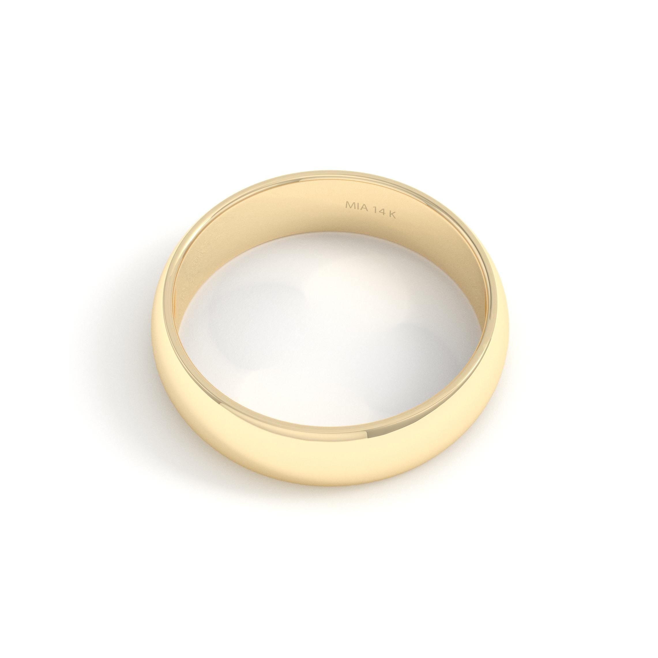 Solid Gold Wedding Band 5mm Comfort Fit Ring