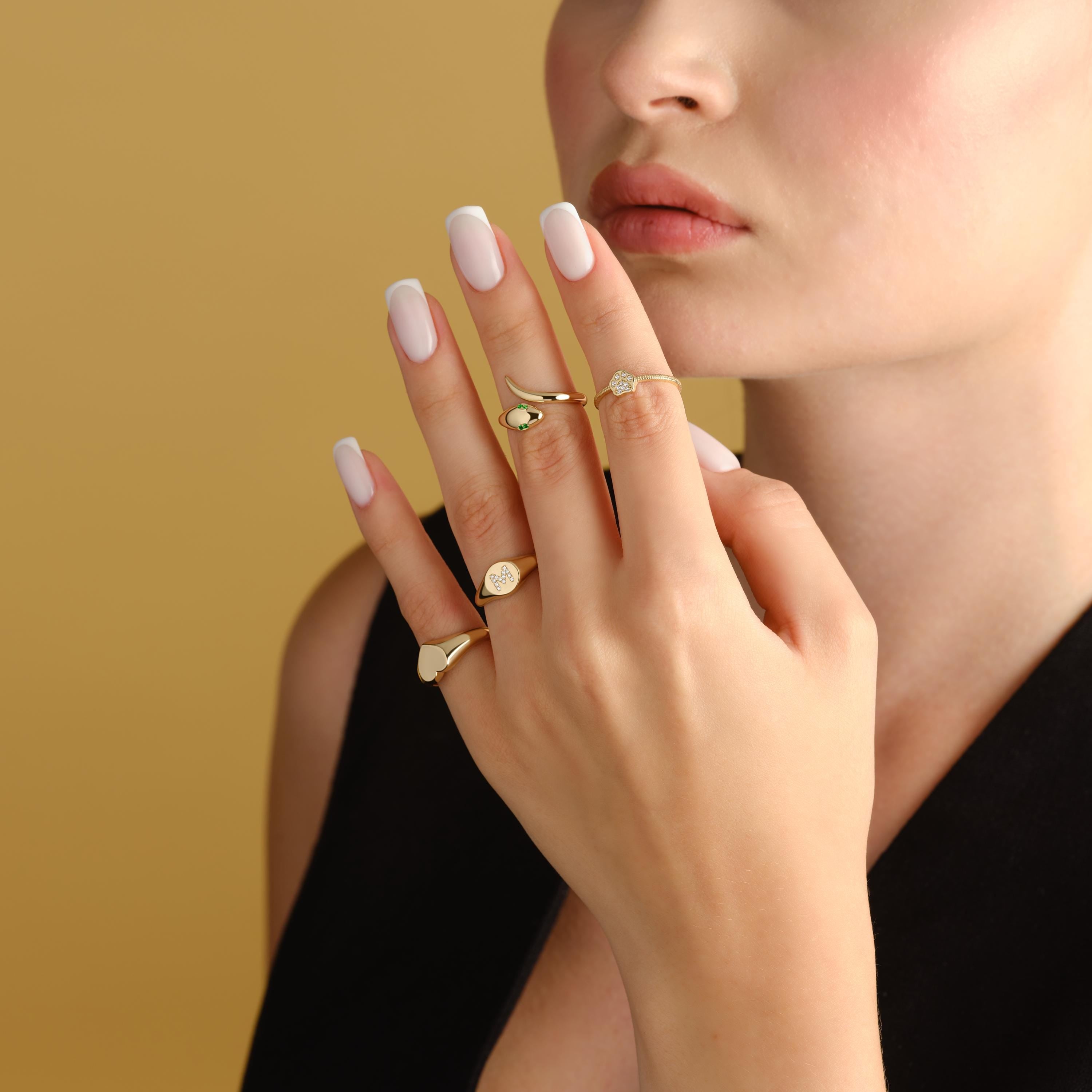 Solid Gold Snake Ring Solid Gold Emerald Eyes