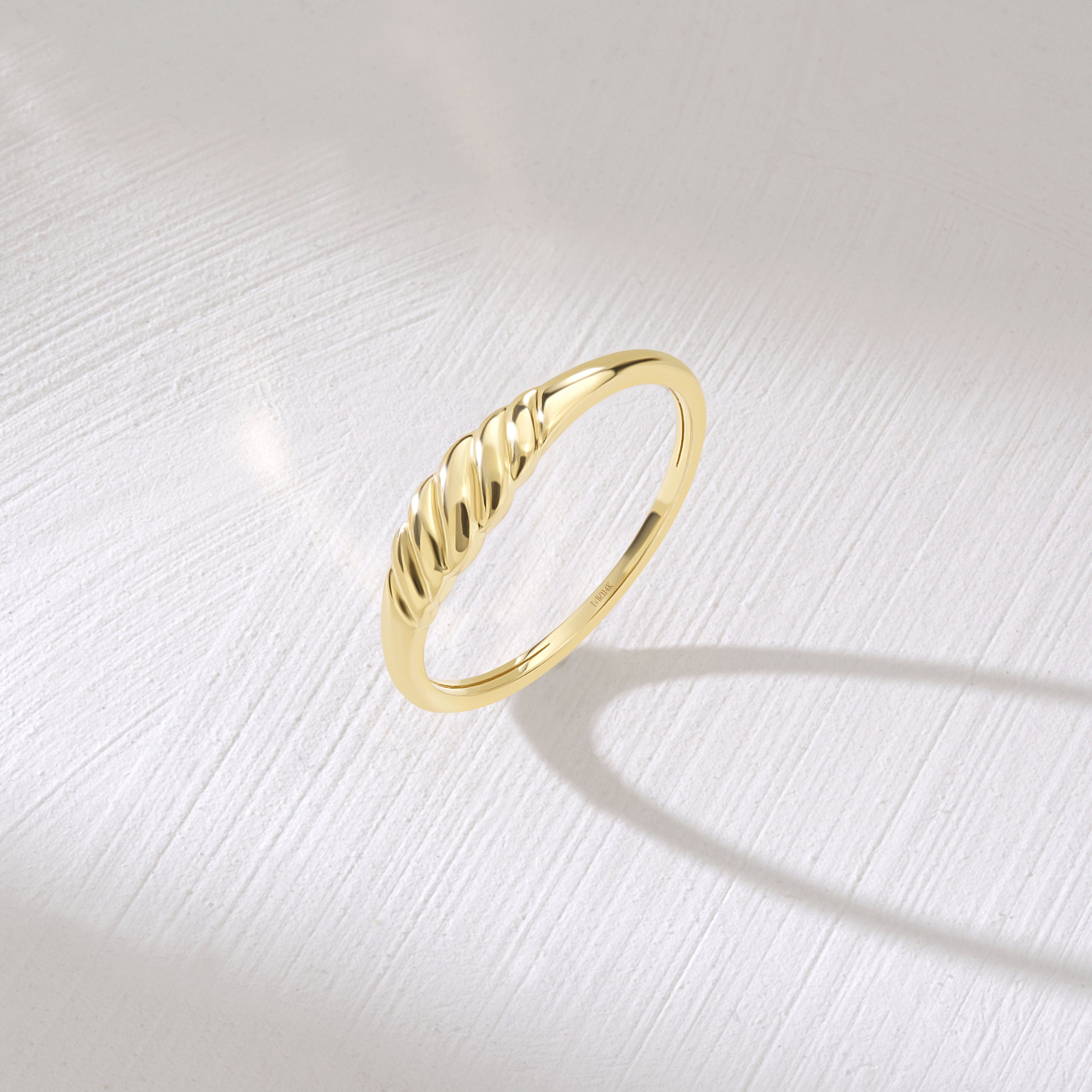 Solid Gold Croissant Ring Minimalist Style