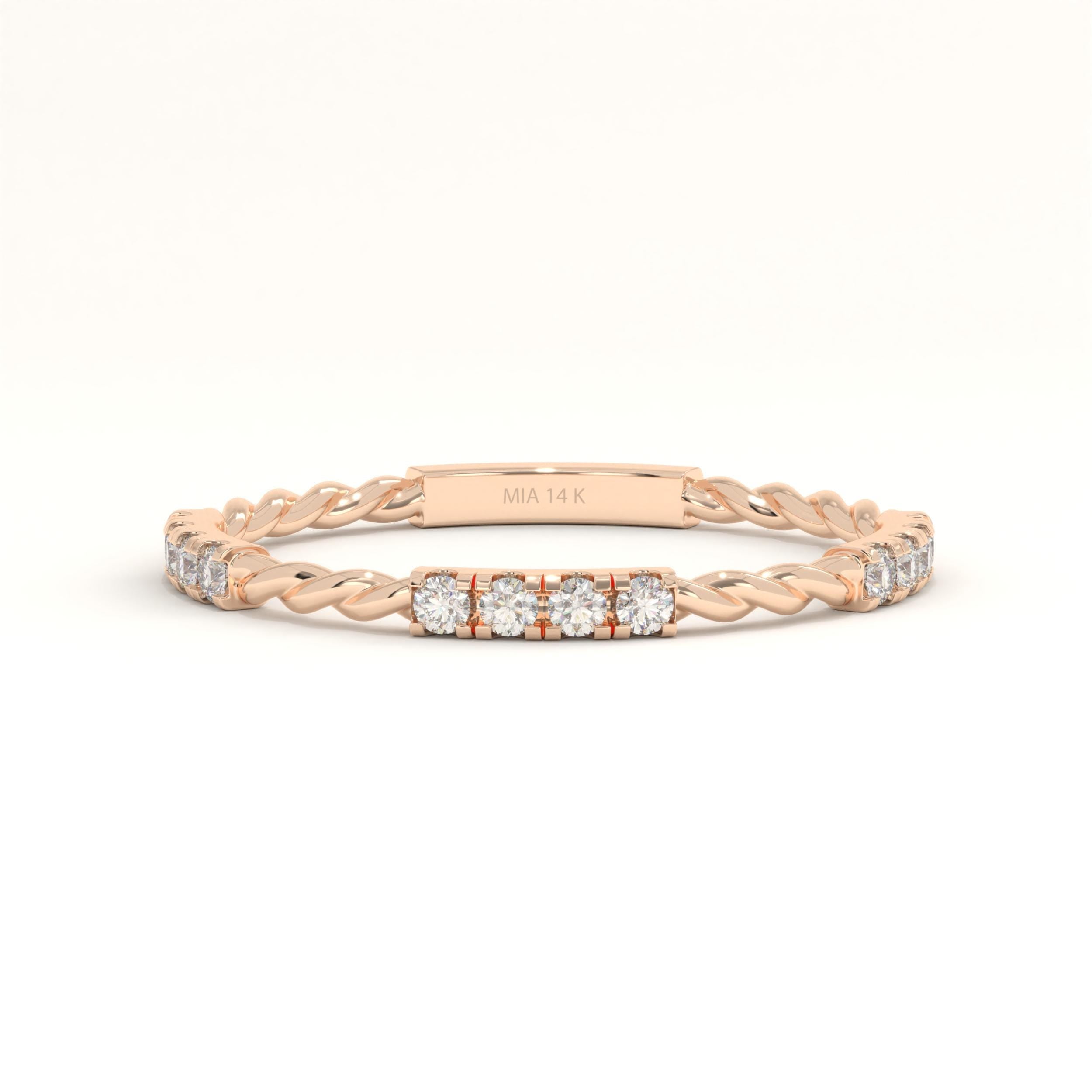 Twisted Gold Ring With Cubic Zirconia