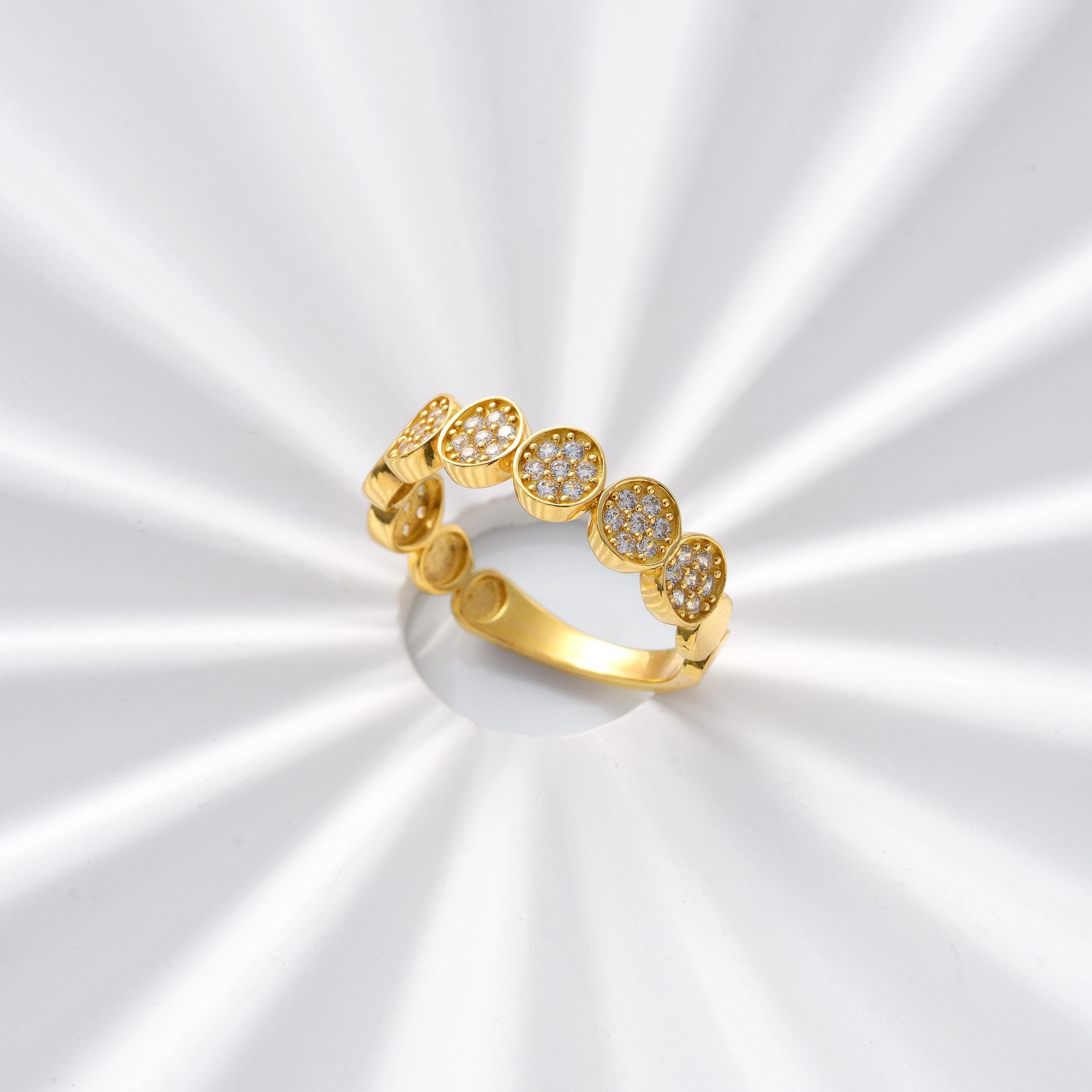 Half Eternity Band With Round Cluster Cubic Zirconia