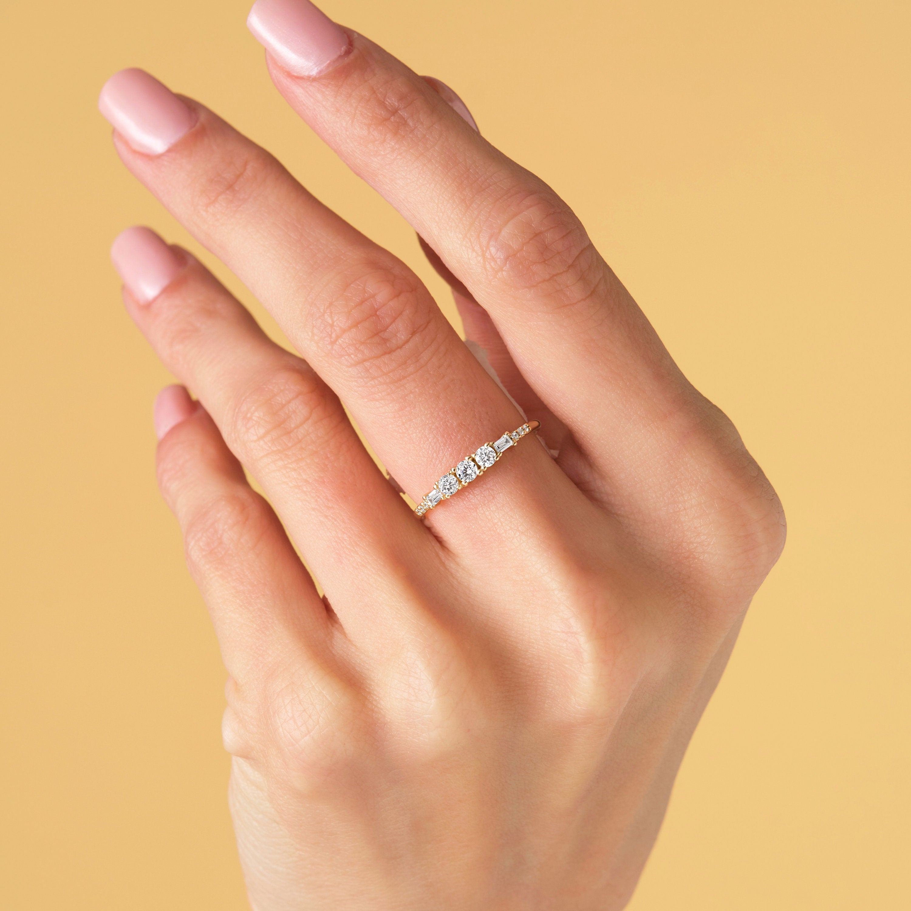 18K Gold Stacking Ring Thin Band Engagement