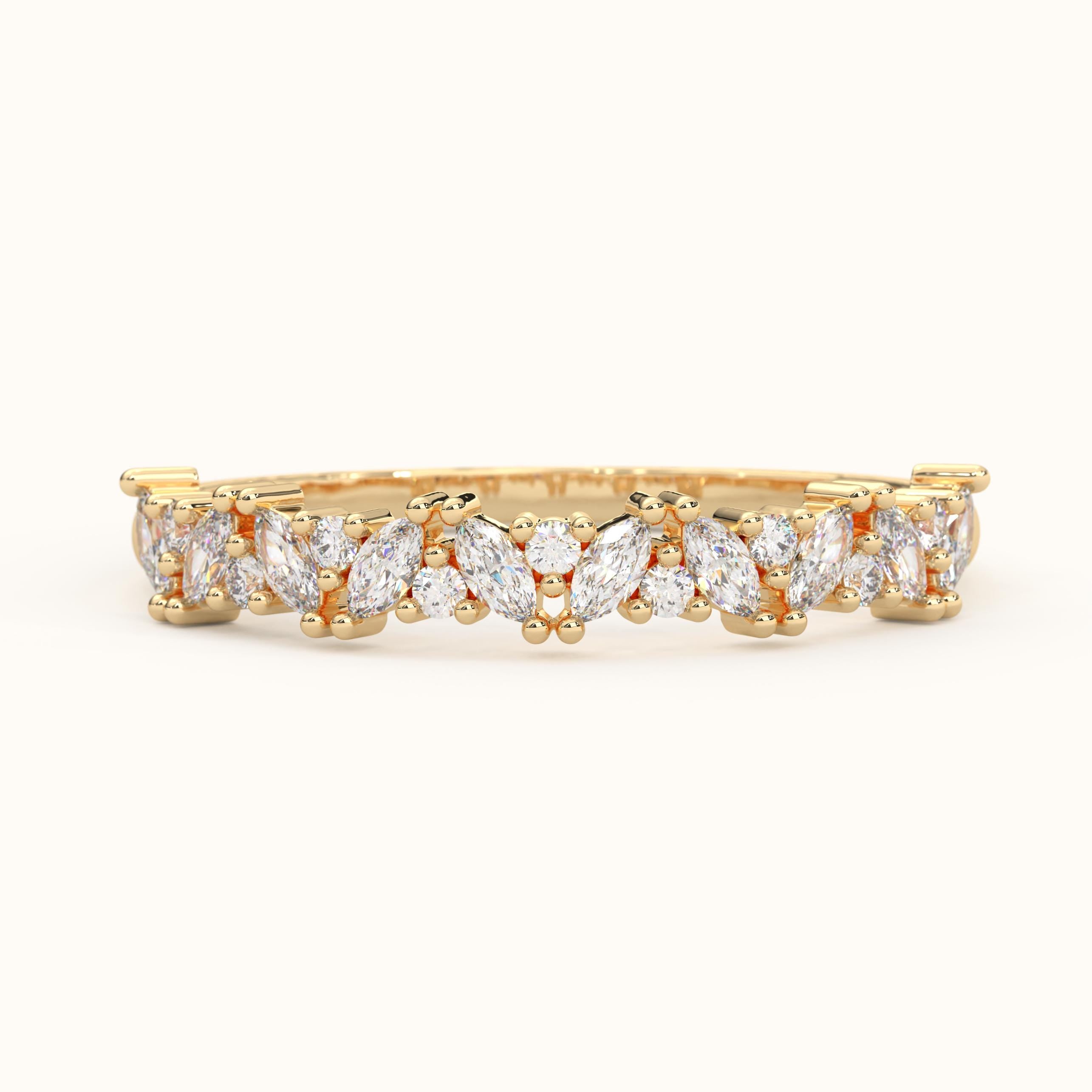 Solid Gold Marquise Diamond Ring