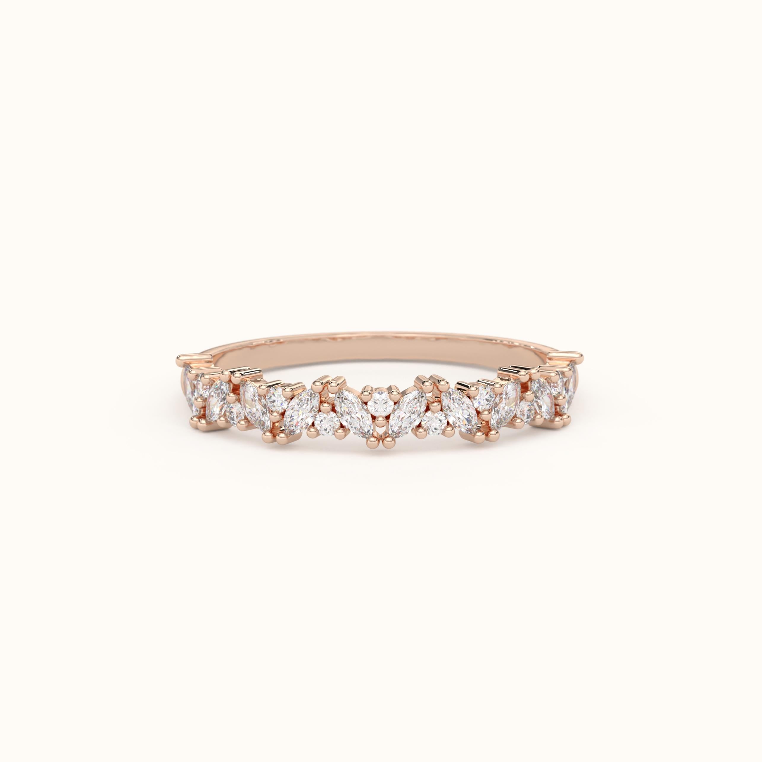 Solid Gold Marquise Diamond Ring