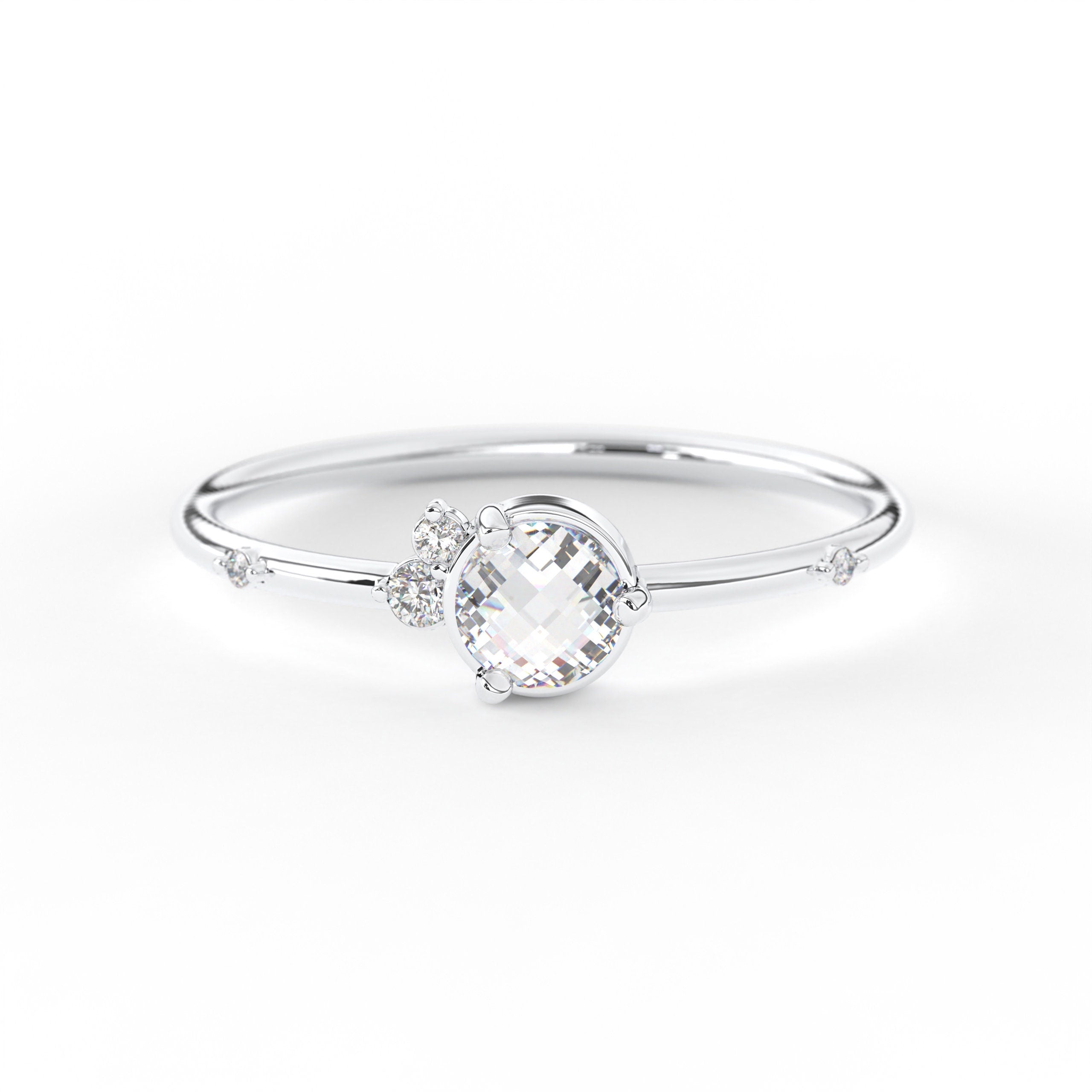Bezel Set Multi Stone Bubble Diamond Ring
