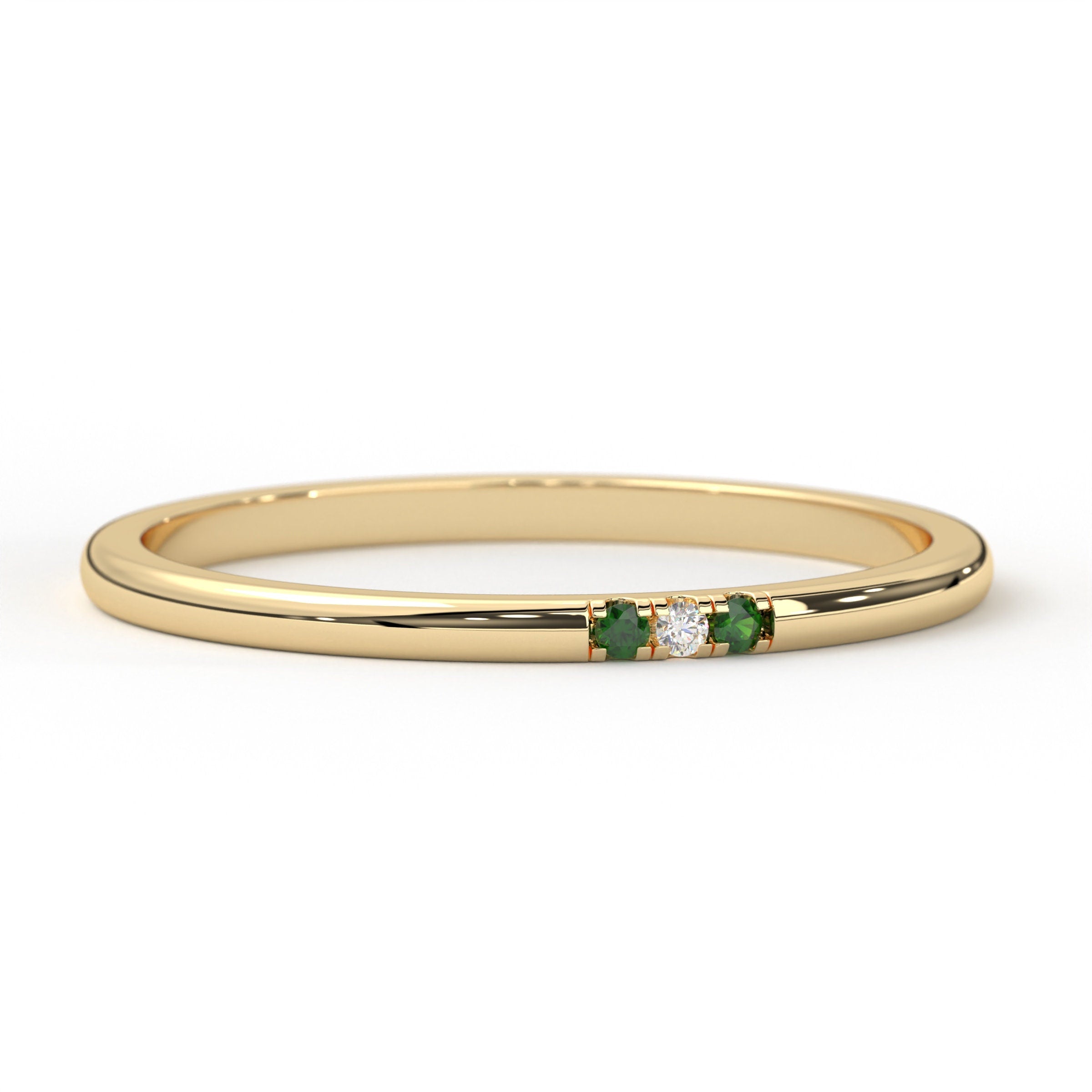 Minimalist Solid Gold Three Stone Band