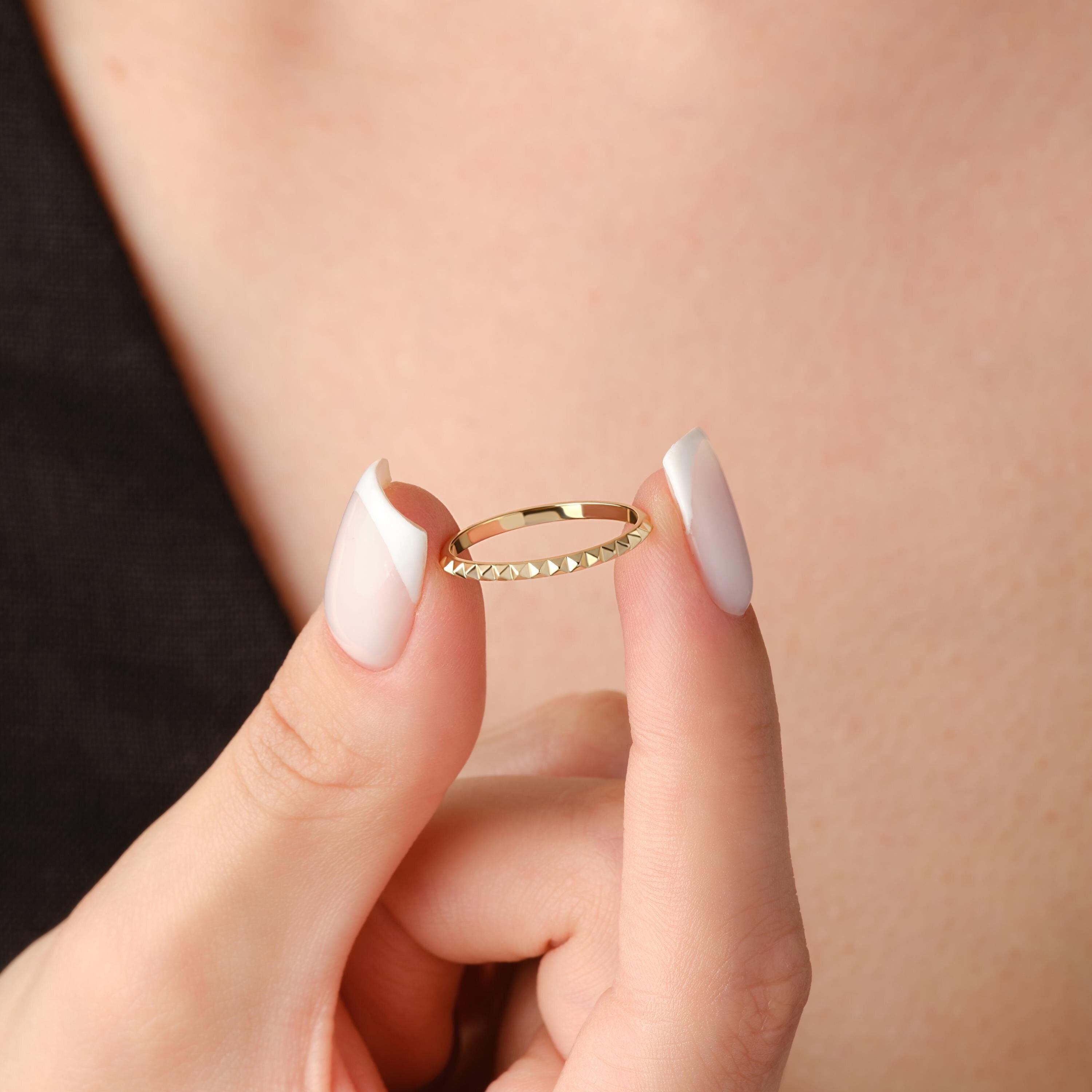 Solid Gold Pyramid Ring
