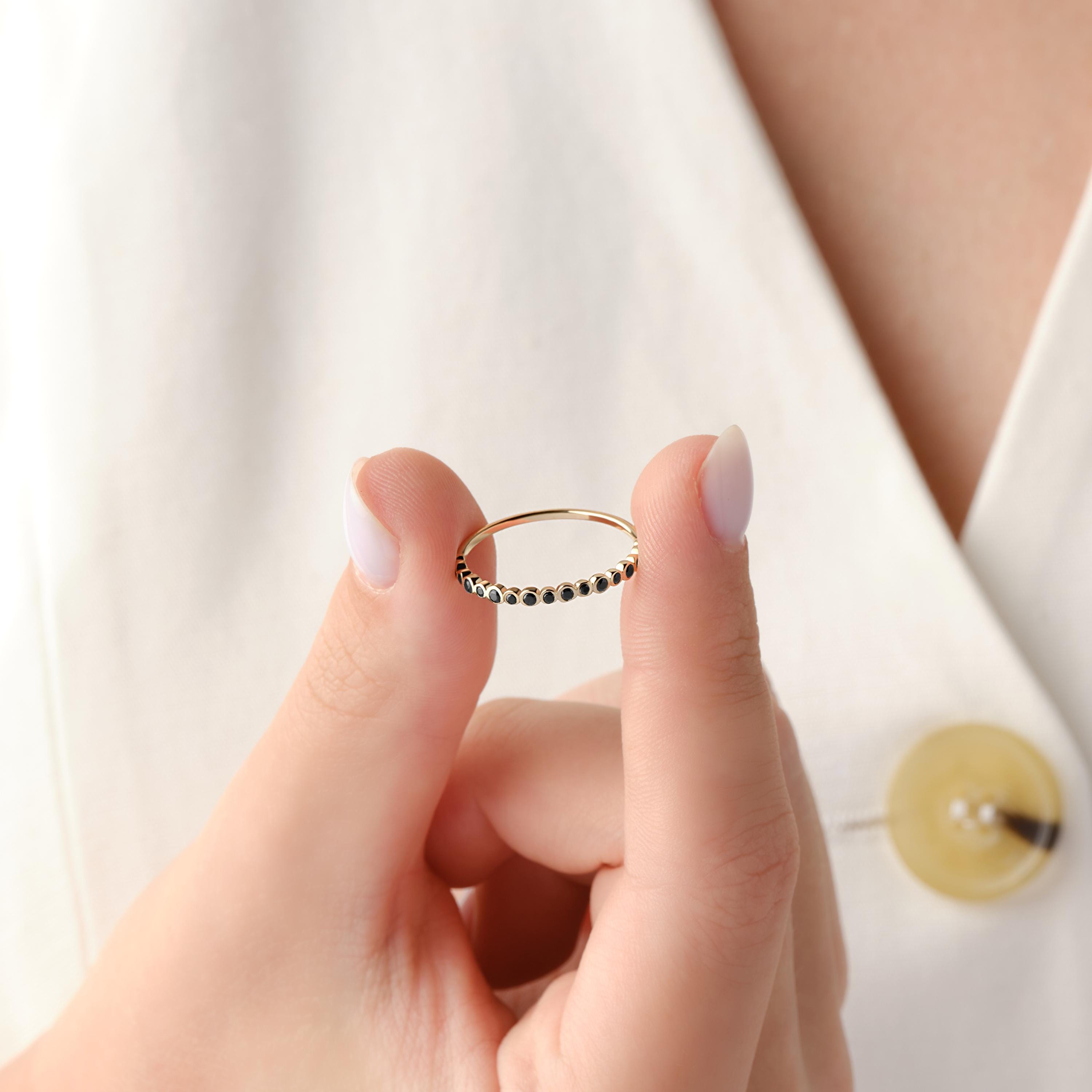Black Gold Stacking Ring Bezel Set Band